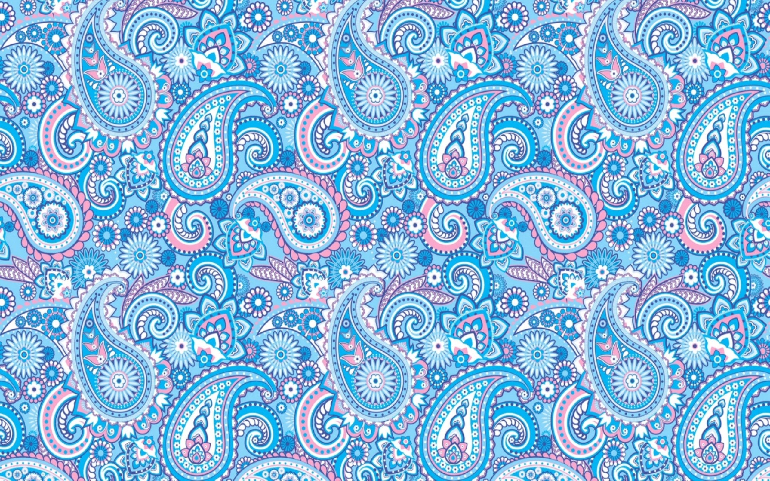 Blue Pattern Design Flowers Curve Pink Texture Wallpaper