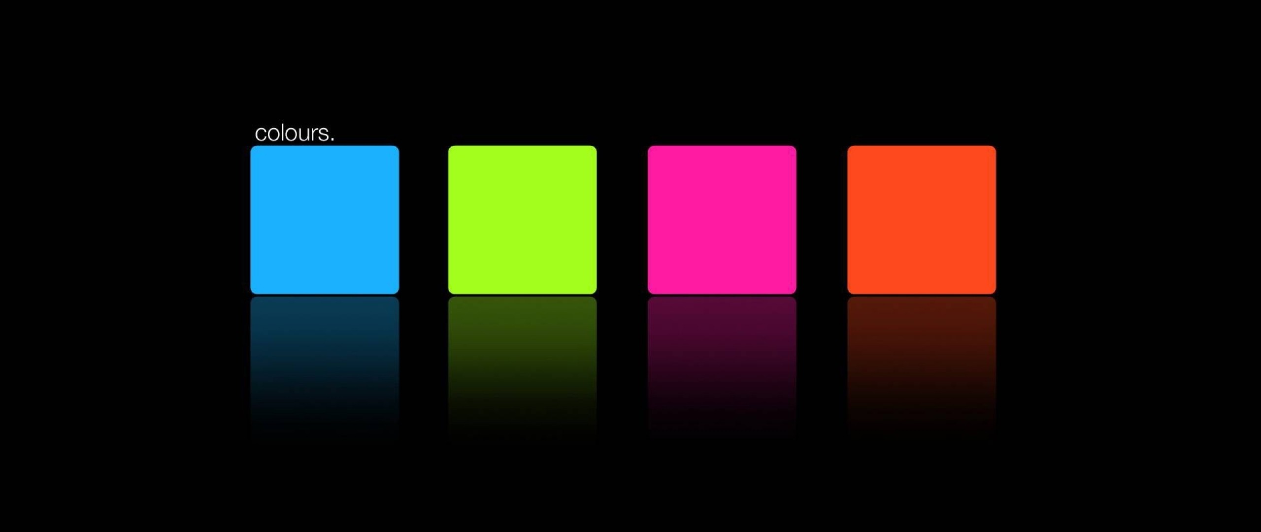 Preview wallpaper blue, pink, orange, green, square 2560×1080