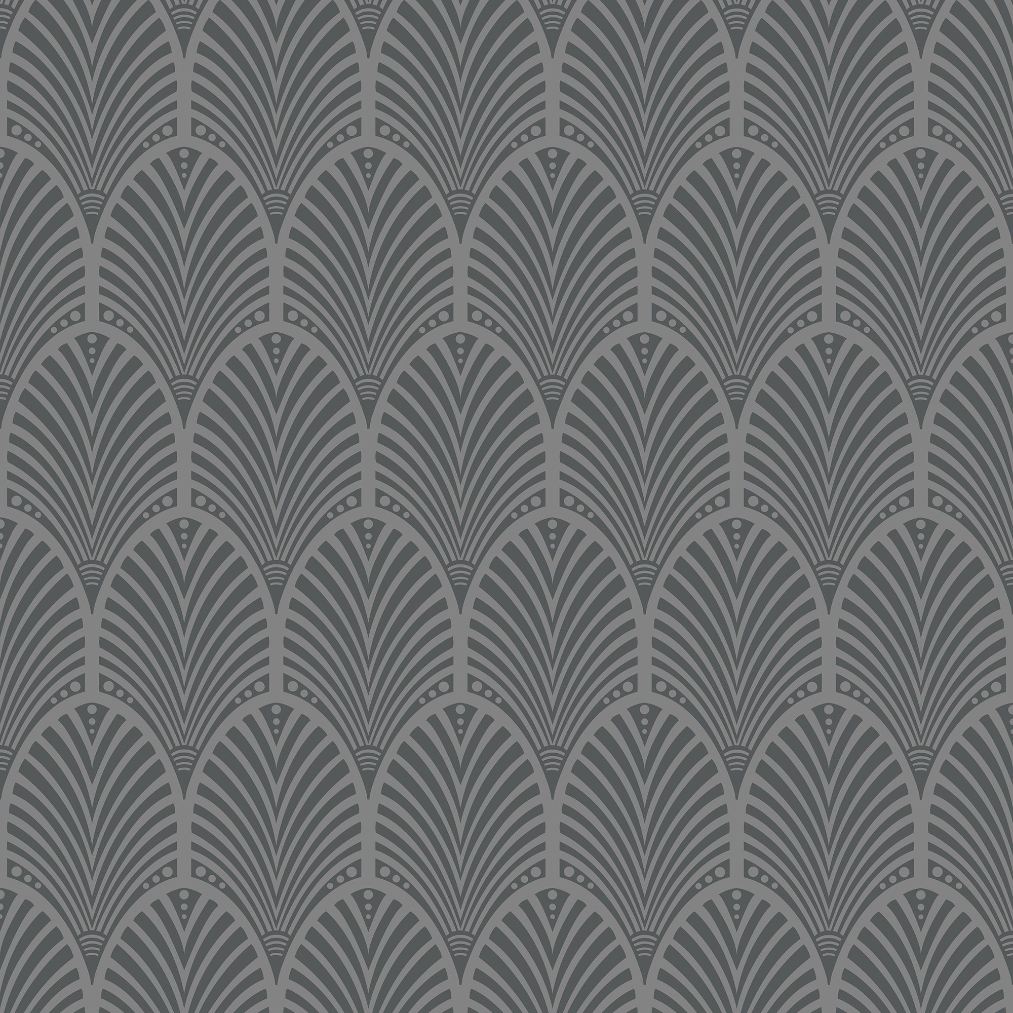 Grey Art Deco Peacock Wallpaper
