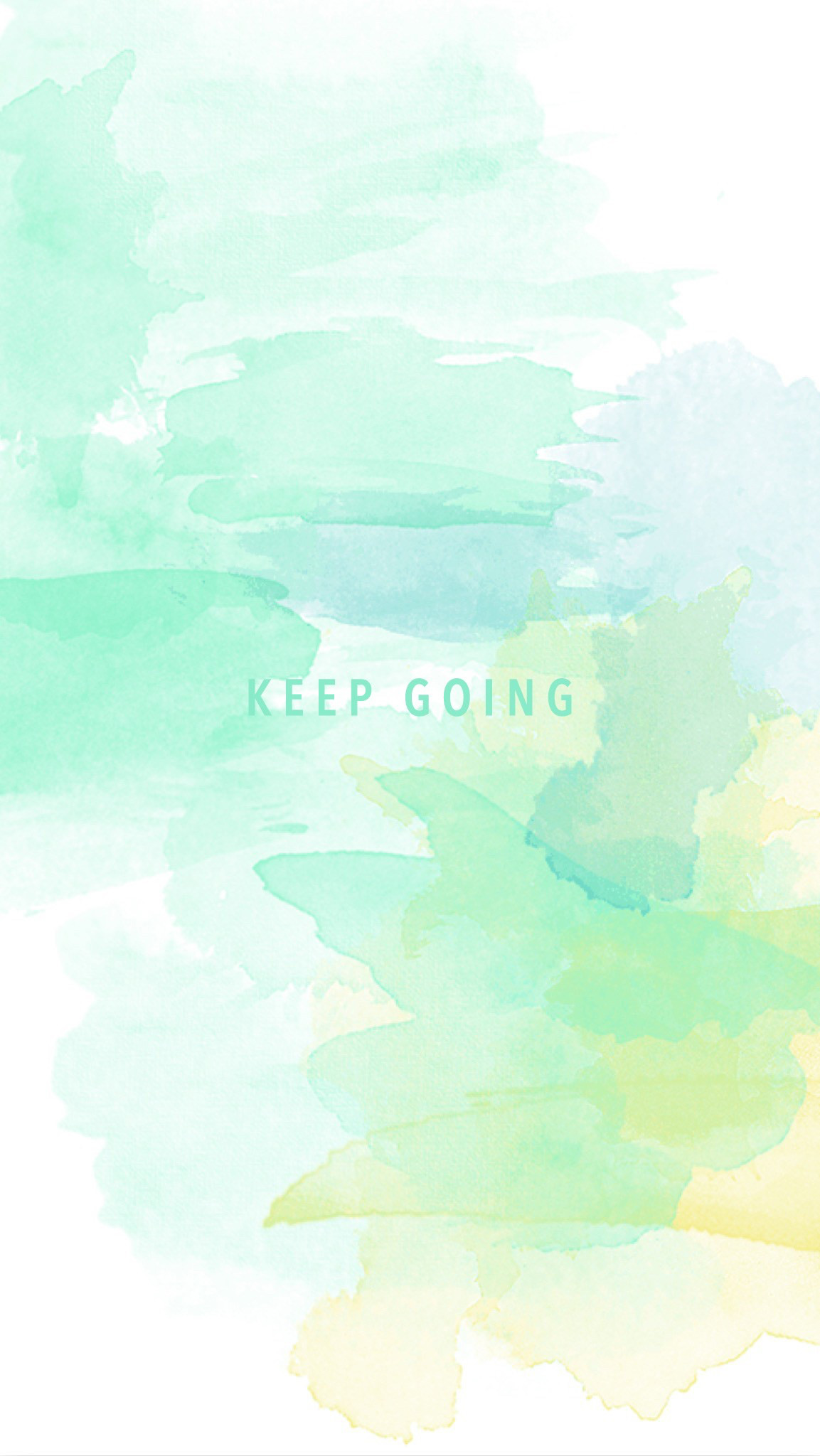 Mint green yellow watercolor Keep Going phone wallpaper phone background
