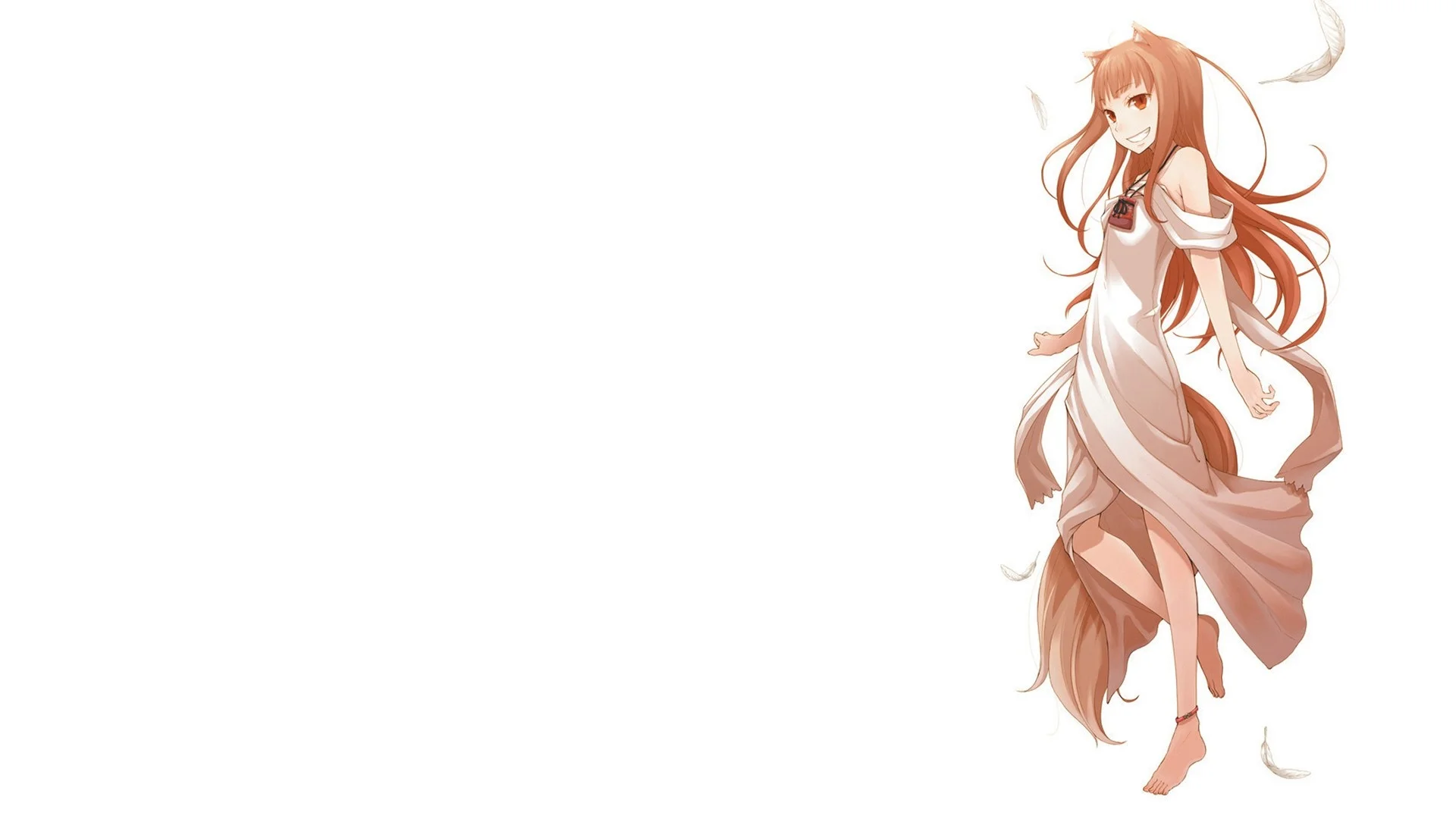 Preview wallpaper spice and wolf, horo, girl, move, smile, feathers  1920×1080