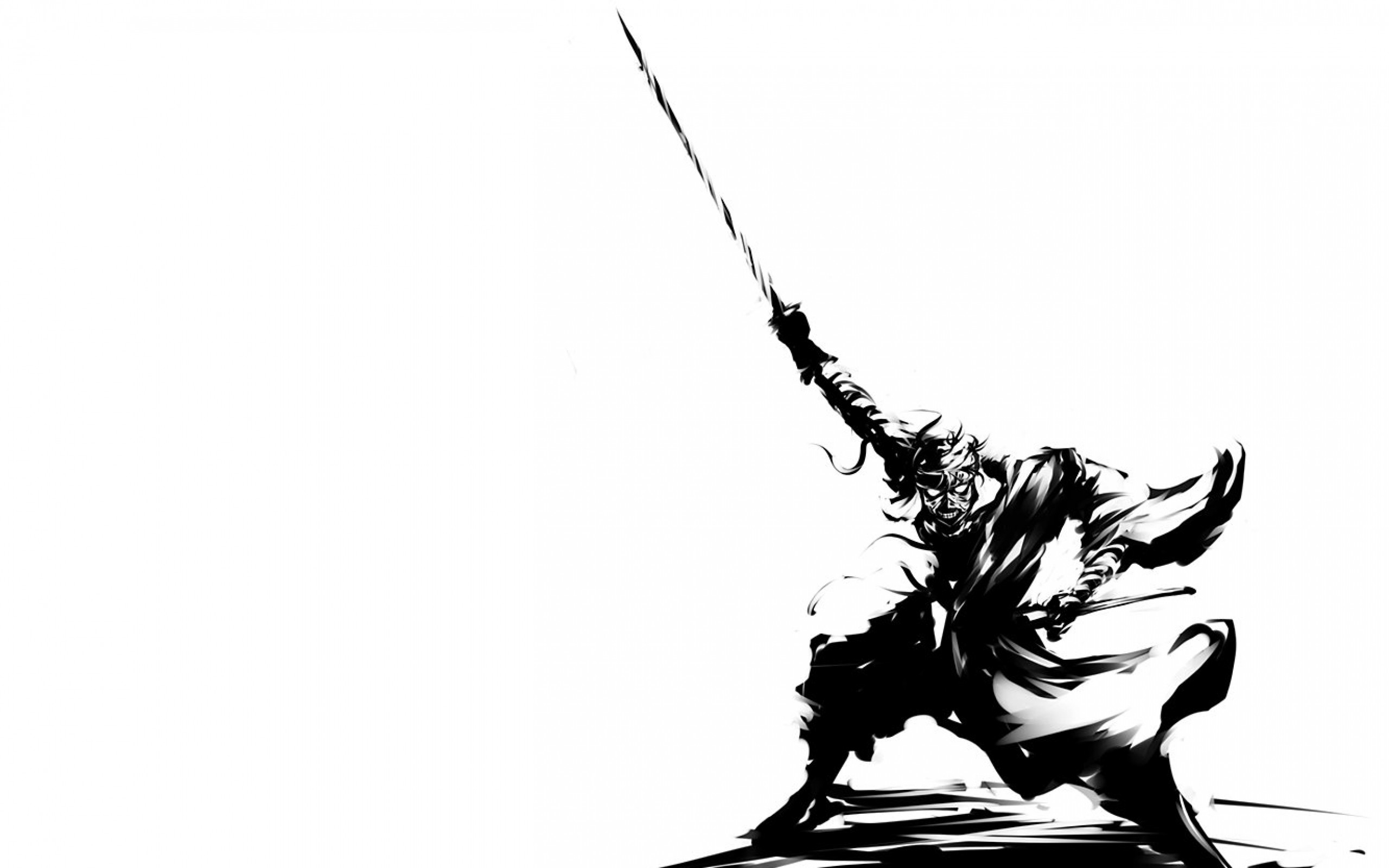 Black and white rurouni kenshin samurai mummy grayscale monochrome warriors anime swords white backg Wallpaper HD