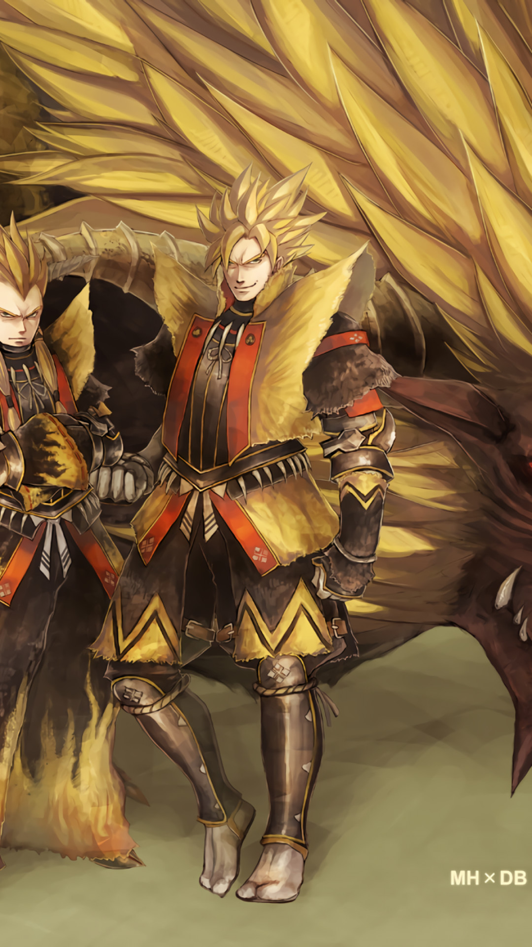 Dragon Ball Z, Goku, Vegata, Monster Hunter, Rajang, Crossover