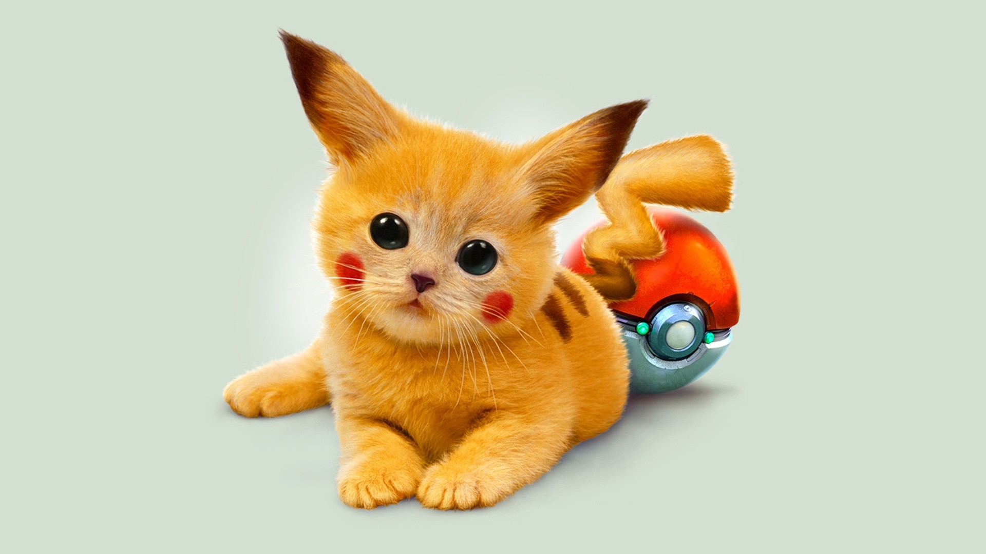 Preview wallpaper art, kitty, pokemon, red eyes, pikachu 1920×1080