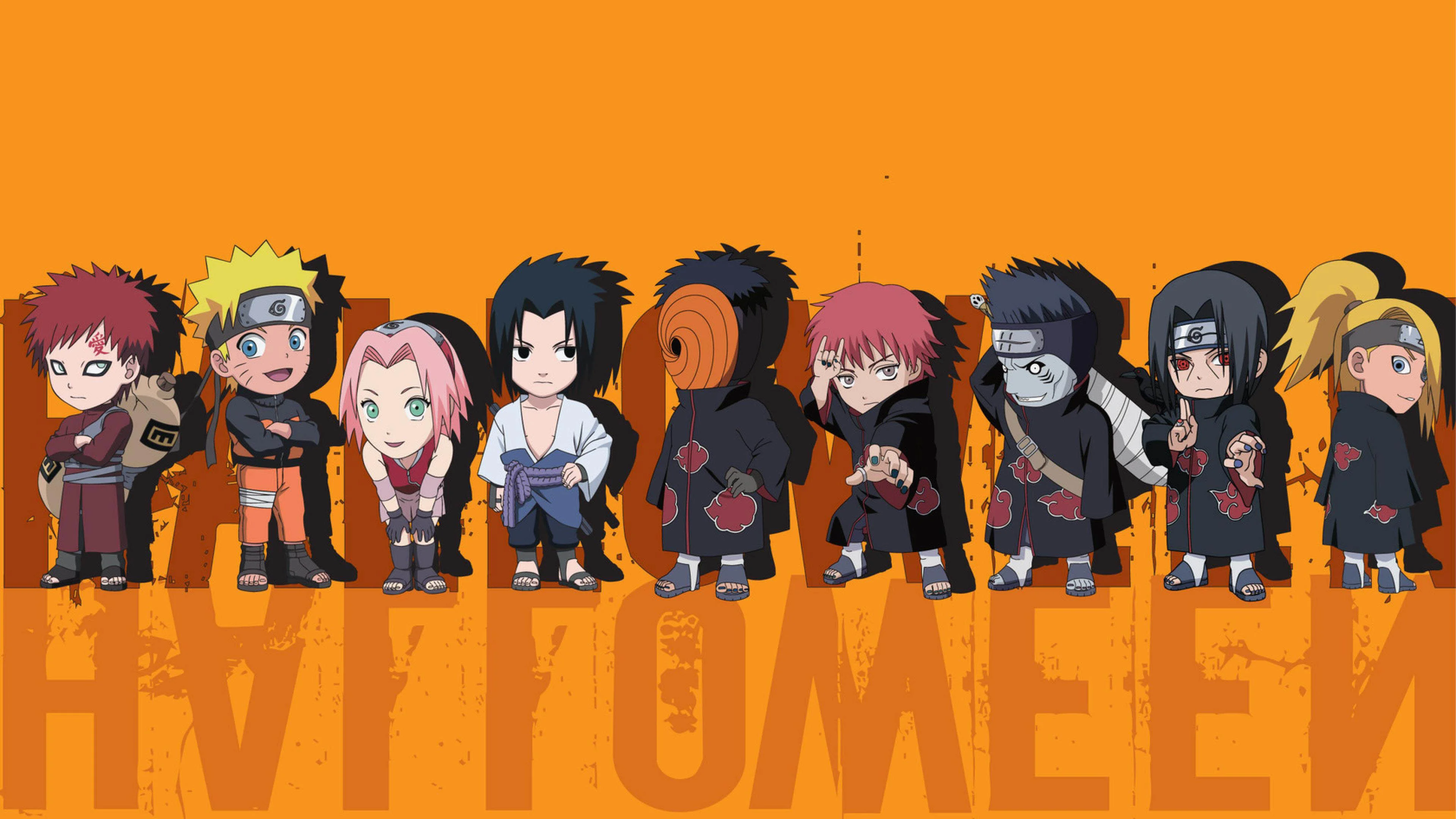 Naruto Mini Characters Halloween Art wallpaper