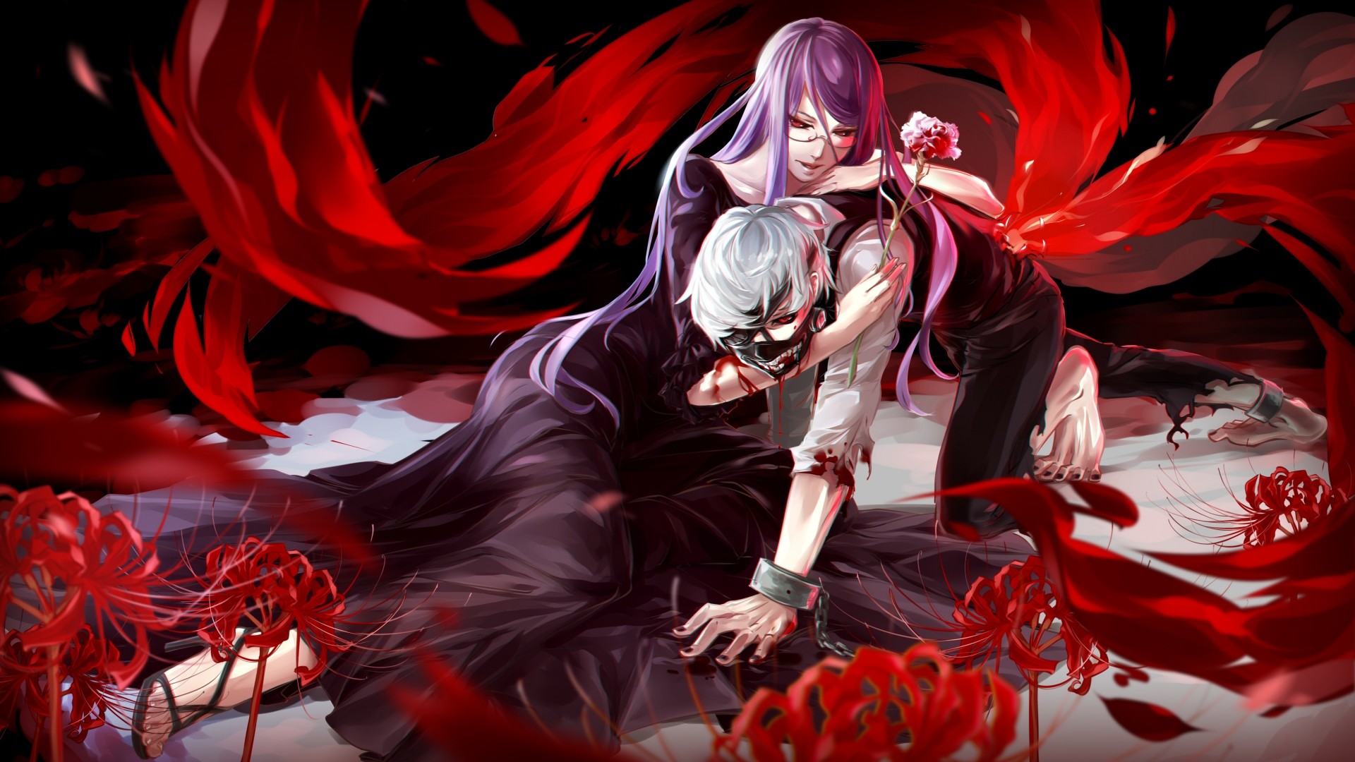 Wallpaper kamishiro rize, kaneki ken, tokyo ghoul