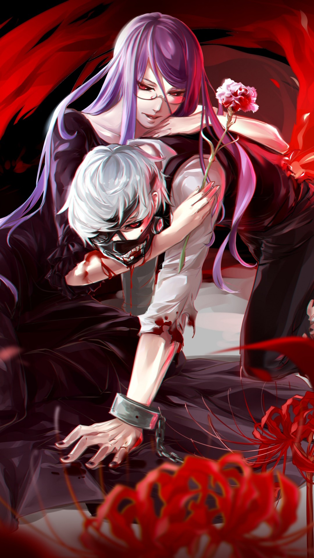 Kamishiro rize kaneki ken tokyo ghoul iphone 7 wallpaper