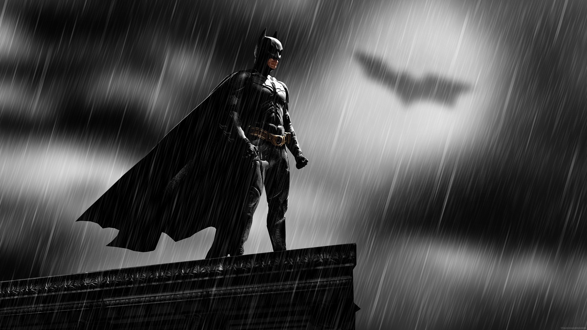 Batman, Rooftops, Rain, Bat Signal, MessenjahMatt, People Wallpapers HD / Desktop and Mobile Backgrounds