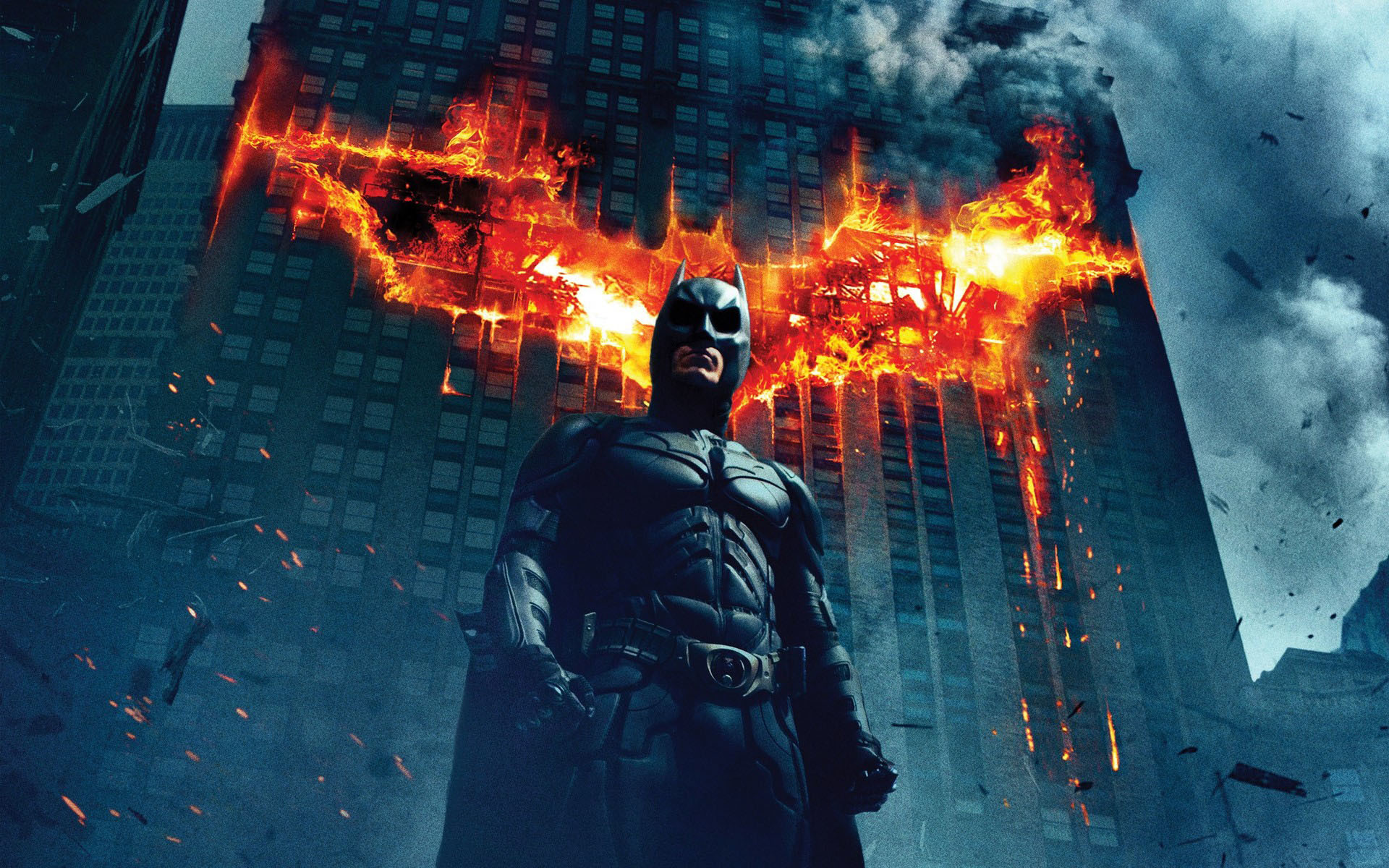 Fire Bat Signal on a building – The Dark Knight wallpaper