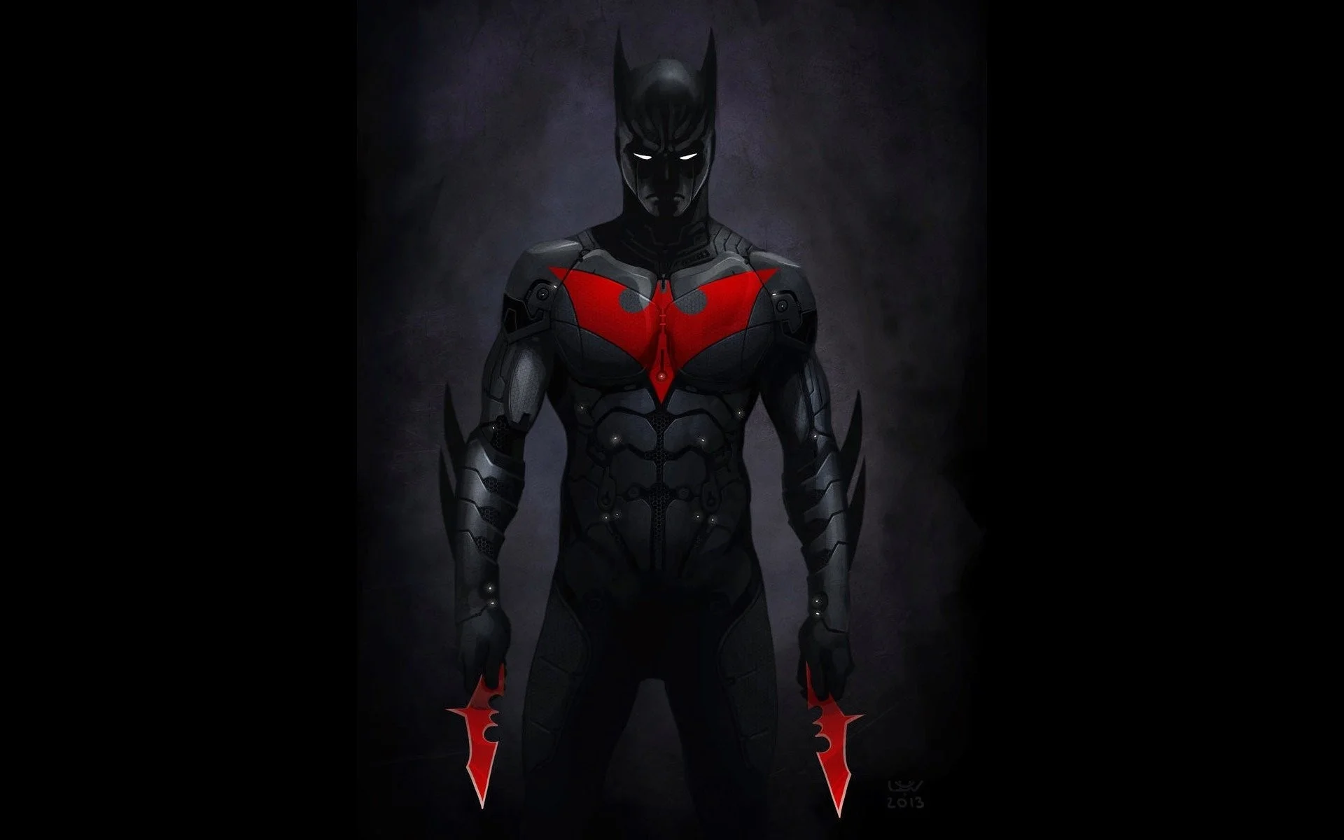 Batman black dark red DC Comics suit men weapons Batman Beyond .