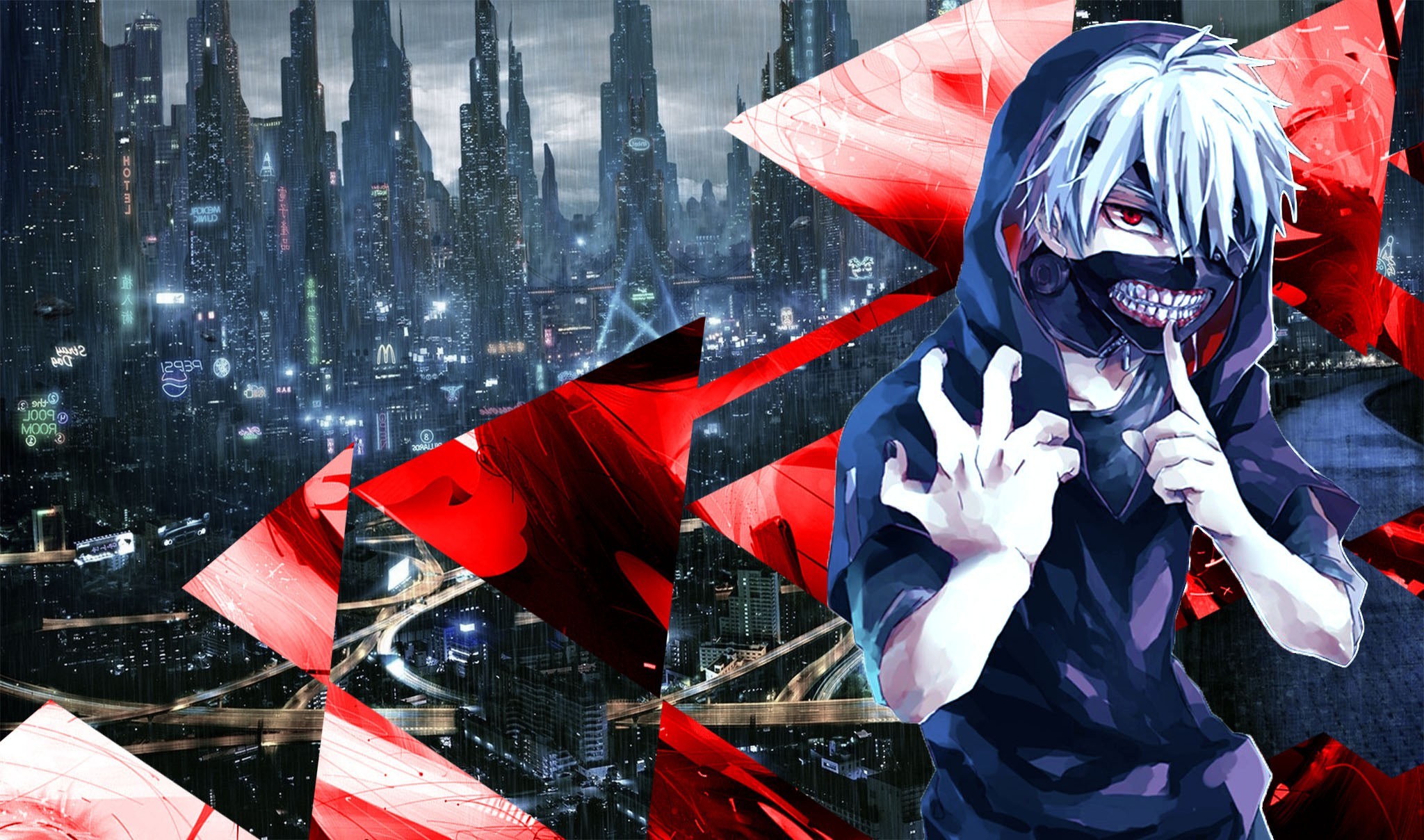 Tokyo Ghoul, Kaneki Ken, Blue, Red, Abstract, Anime Wallpapers HD / Desktop  and Mobile Backgrounds