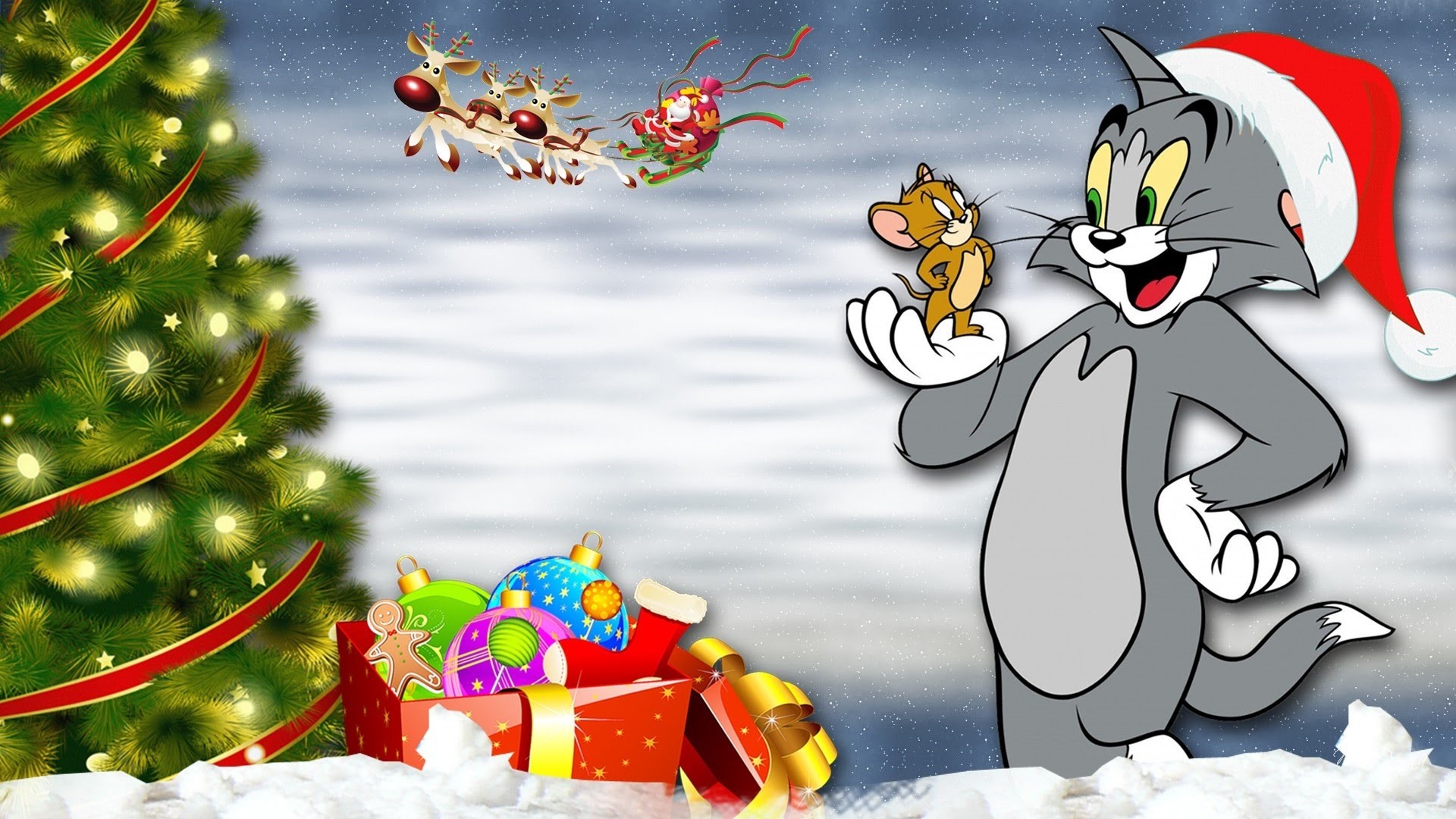 Том и джерри рождество тома. Tom and Jerry Рождество. Новогодние мультяшные персонажи. Новогодние картинки мультяшные. Новогодние герои мультфильмов.
