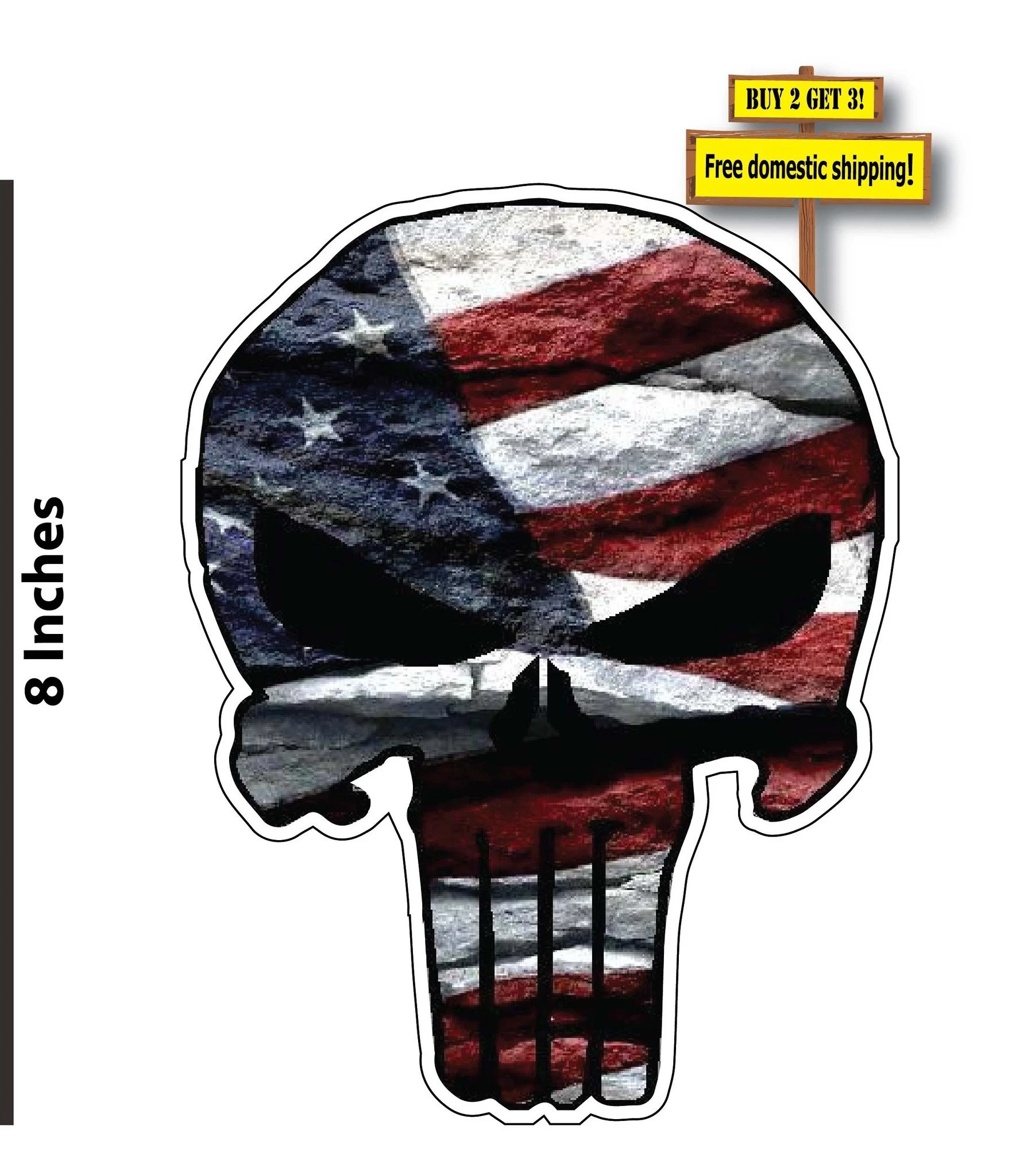 American Flag Punisher USA Vinyl Decal Stickers FREE SHIPPING FLG22