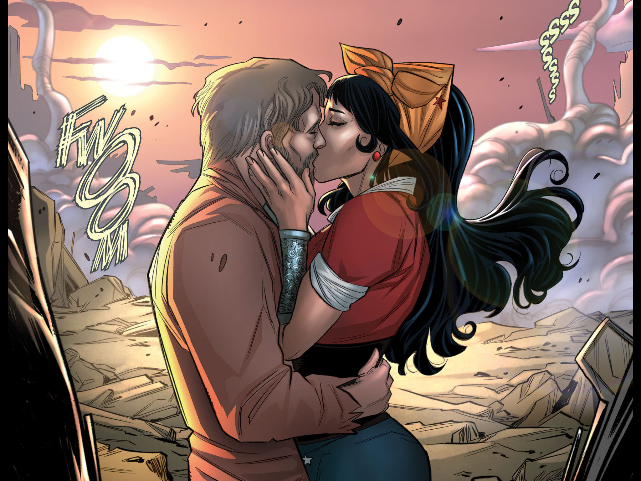 Steve and Diana kiss