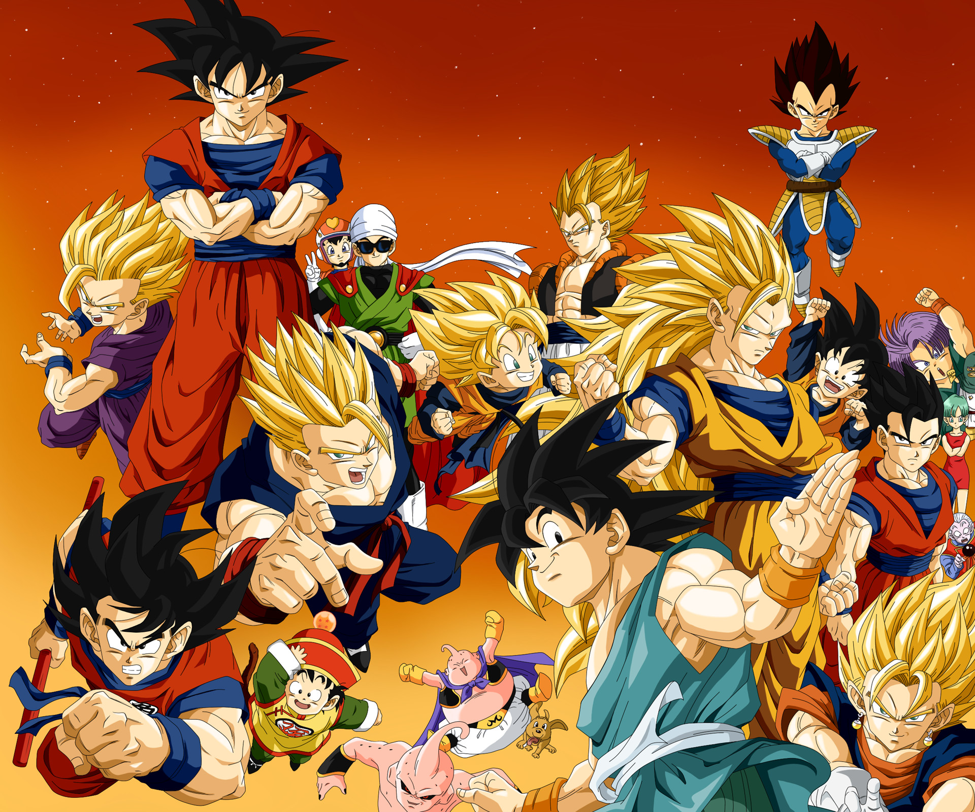 Vegeta gohan buu son goku goku trunks videl dragon ball son goten son gohan