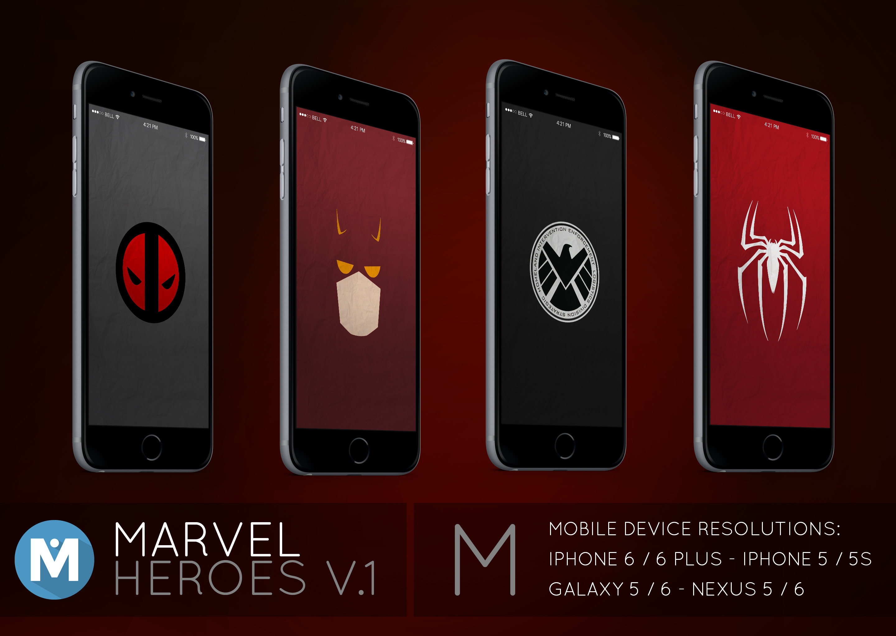 MOBILE Marvel Heroes 1 Wallpaper Pack by polygn