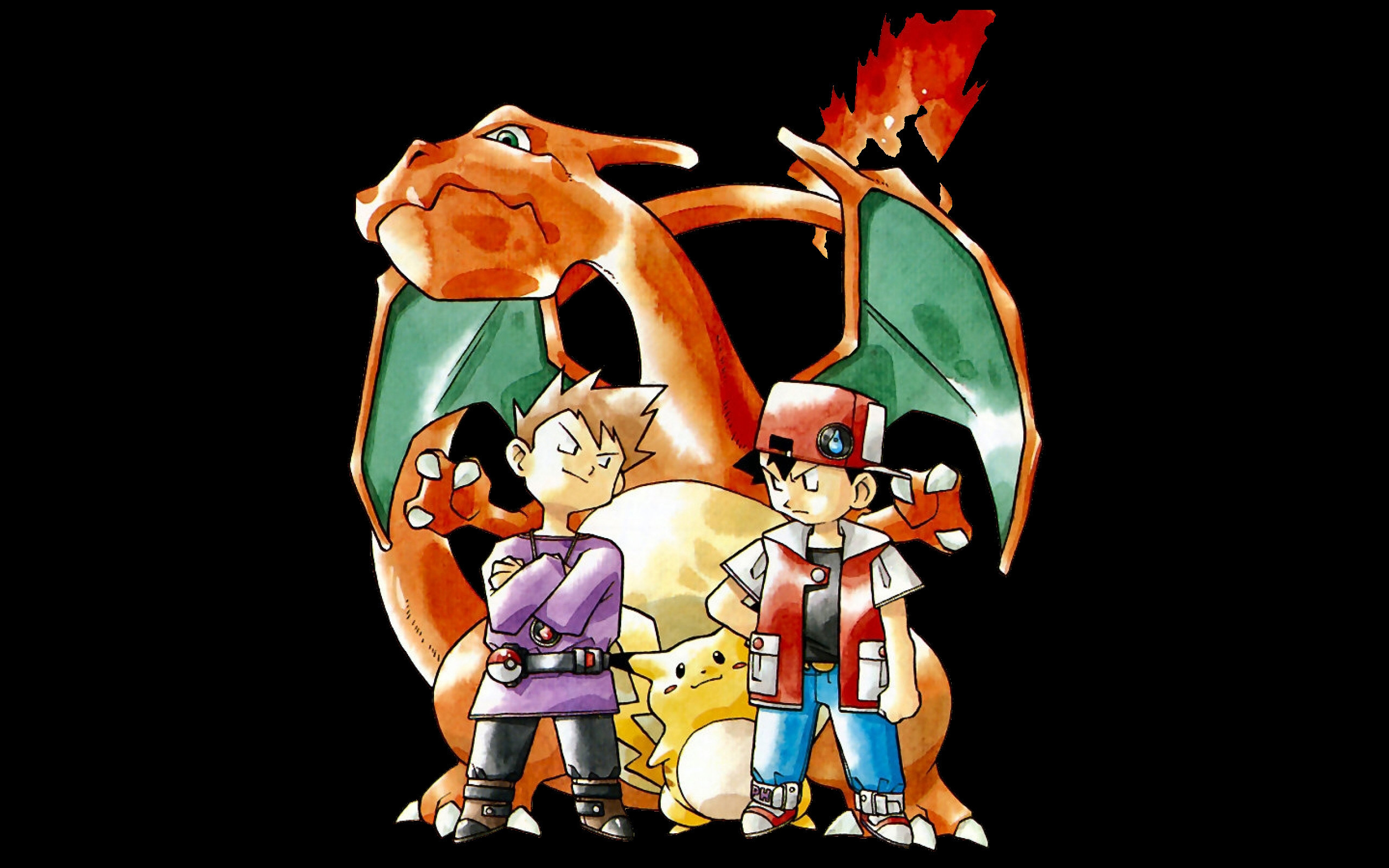 My retro Pokemon Red Blue wallpaper. Super high resolution. Also make note of how different Pikachu and Charizard look
