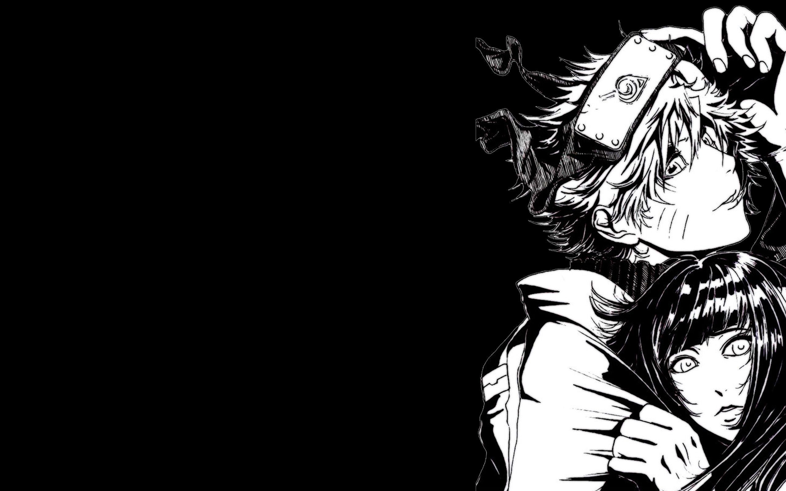 Art black and white naruto shippuden hinata HD Wallpaper