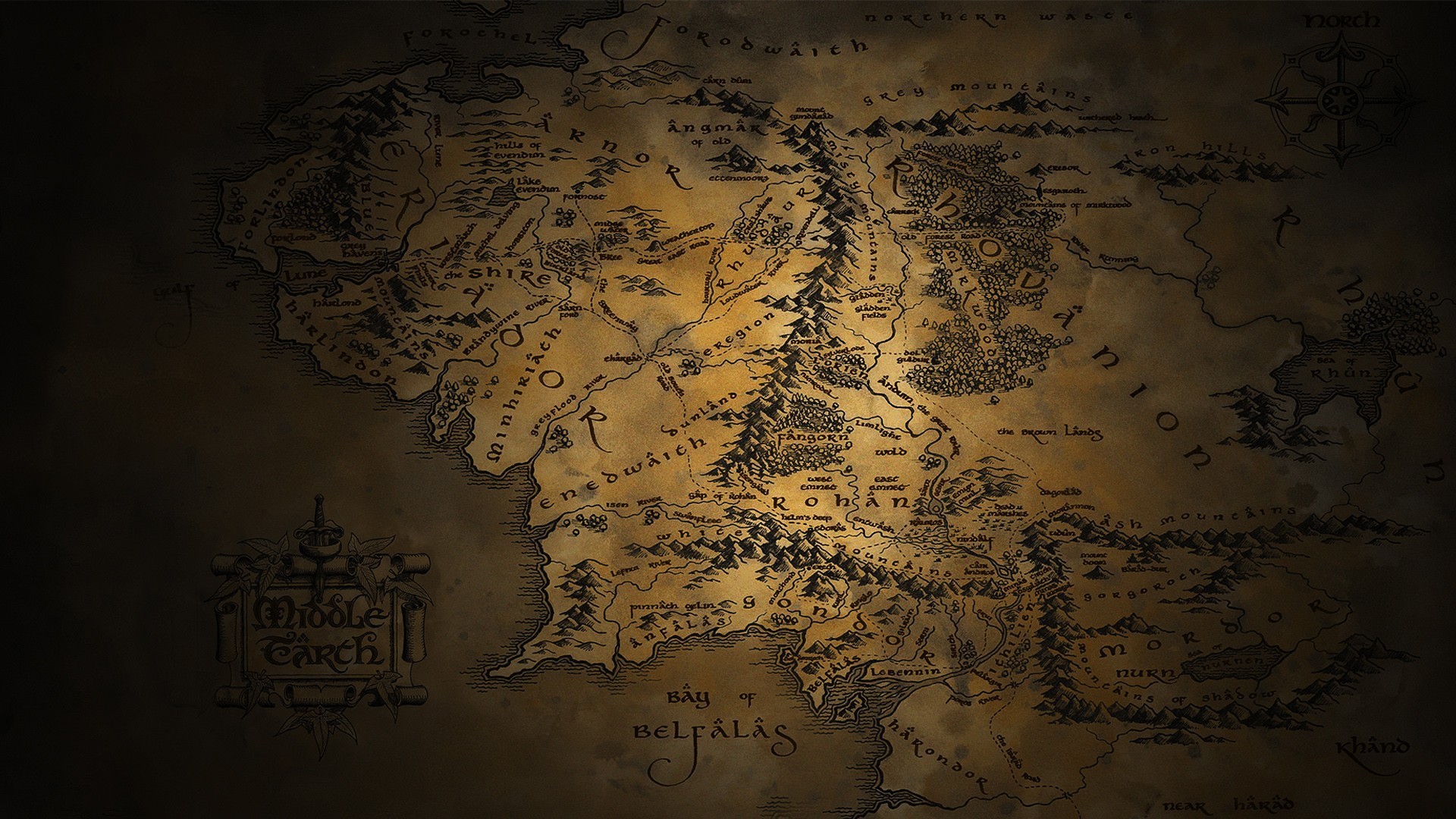 Middle earth map – The Lord of the Rings HD Wallpaper 1920×1080
