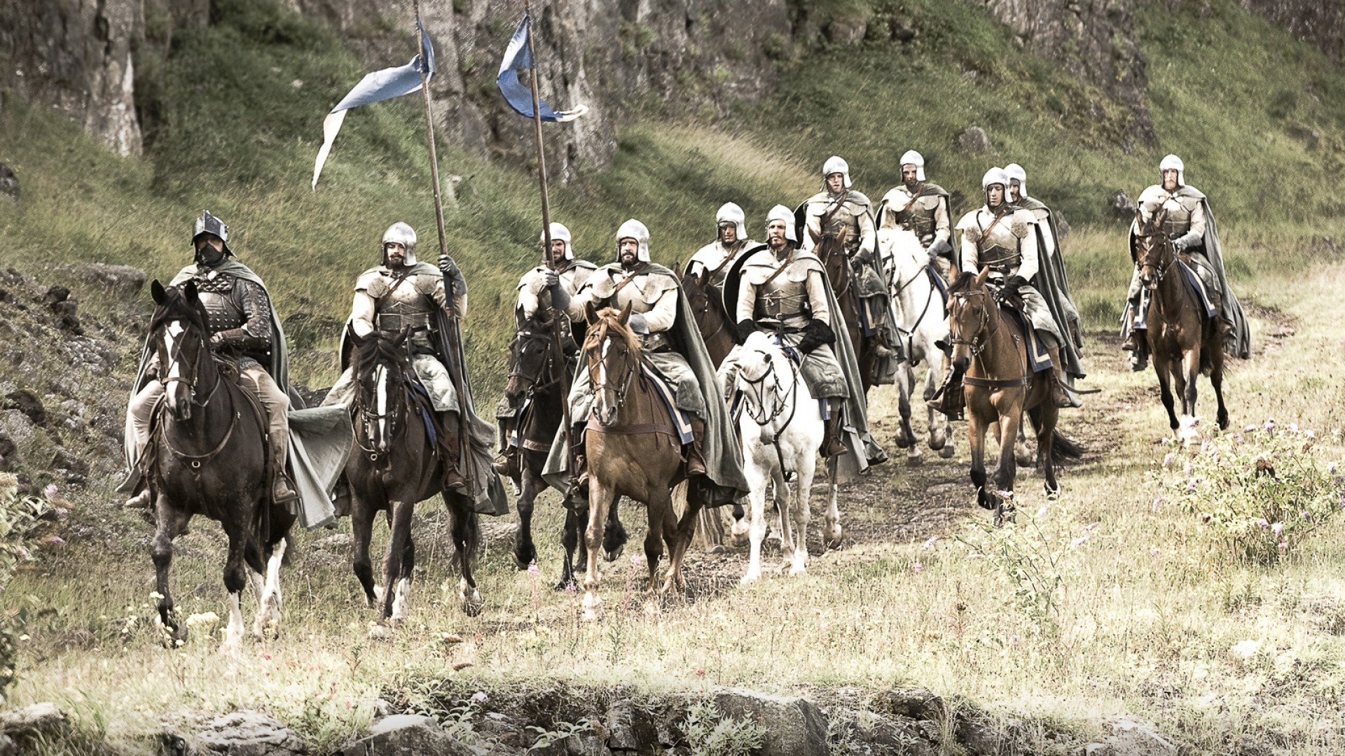 Preview wallpaper game of thrones, warriors, squad, horses, knights 1920×1080