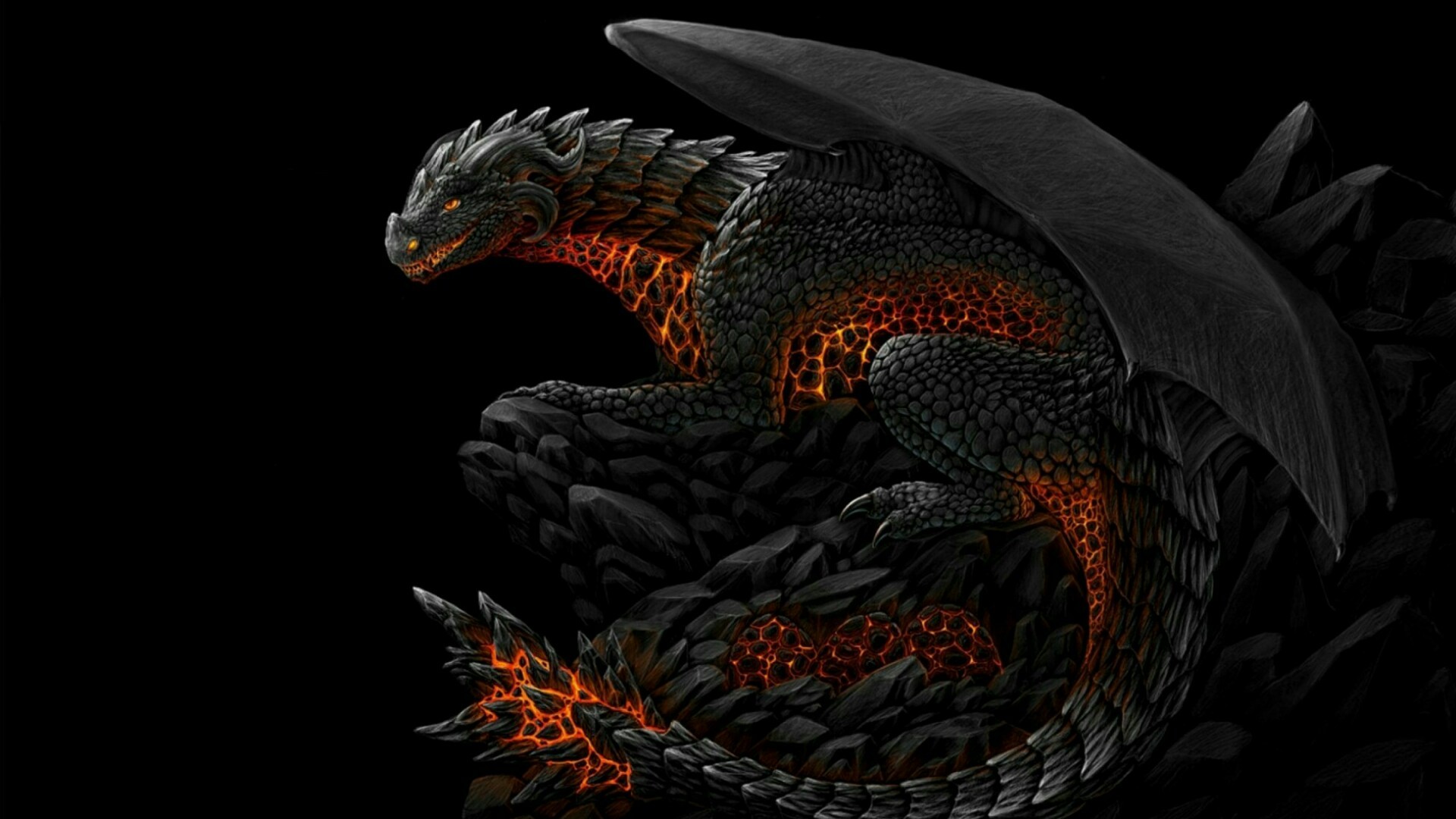 Black stone dragon wallpaper