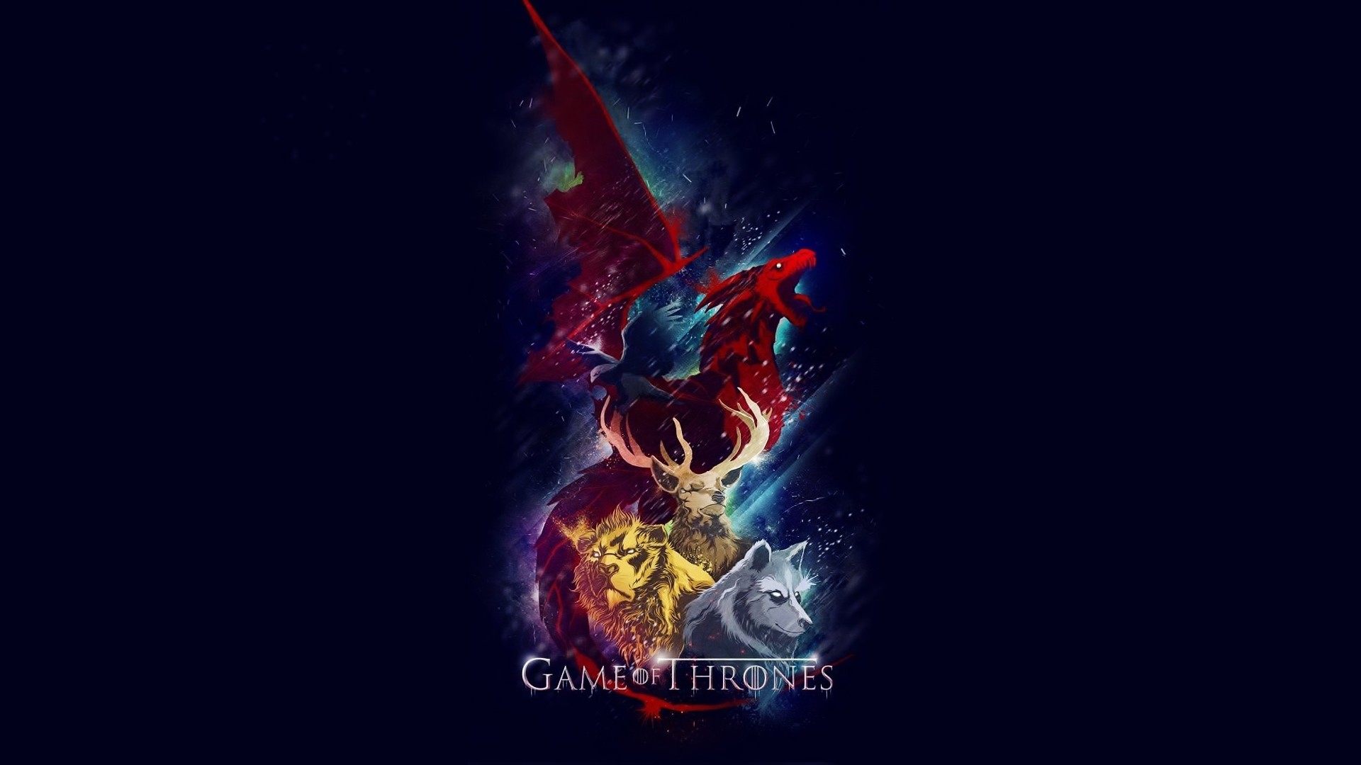 Artwork Deer Dragons Game Of Thrones House Baratheon Lannister Stark Targaryen Lions TV Series Wolves