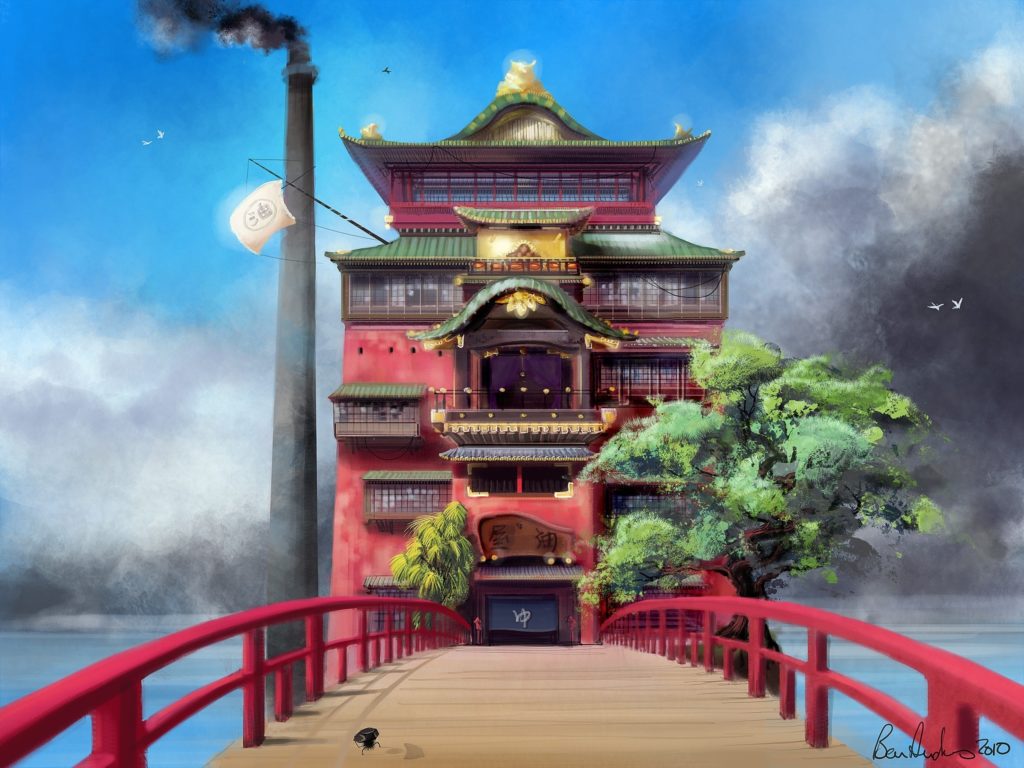 Japan Hayao Miyazaki Trees Spirited Away Bathroom Houses Spirit Ben Anime House Cloud Ghibli Bath Ch