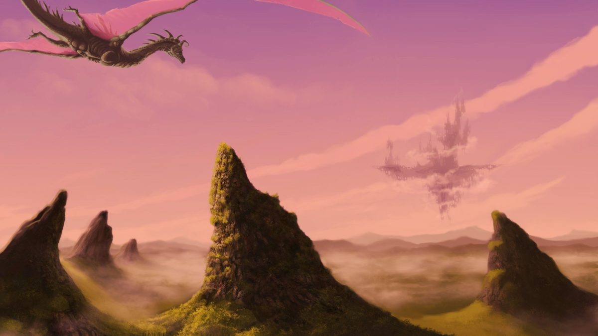 Beautiful Dragon Flying Over Mountains Towards The Castle Wallpaper