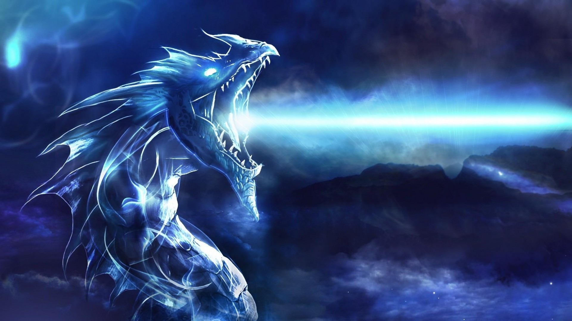 Preview wallpaper dragon, mouth, night, light 1920×1080
