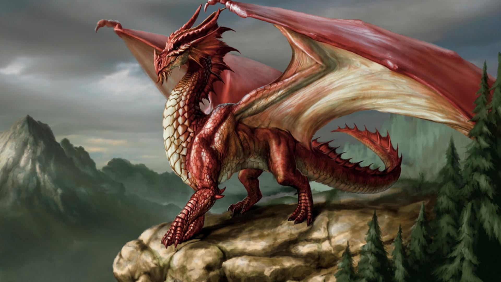 Majestic Red Dragon Wallpaper