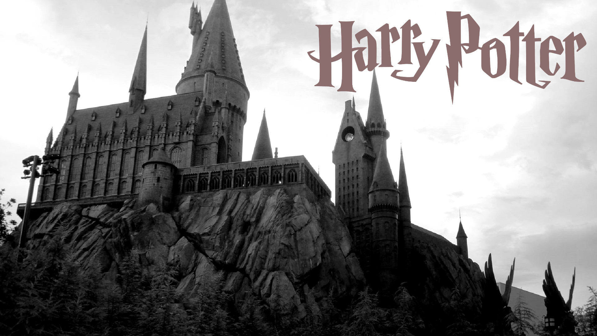 Harry Potter Wallpaper with logo and Hogwarts