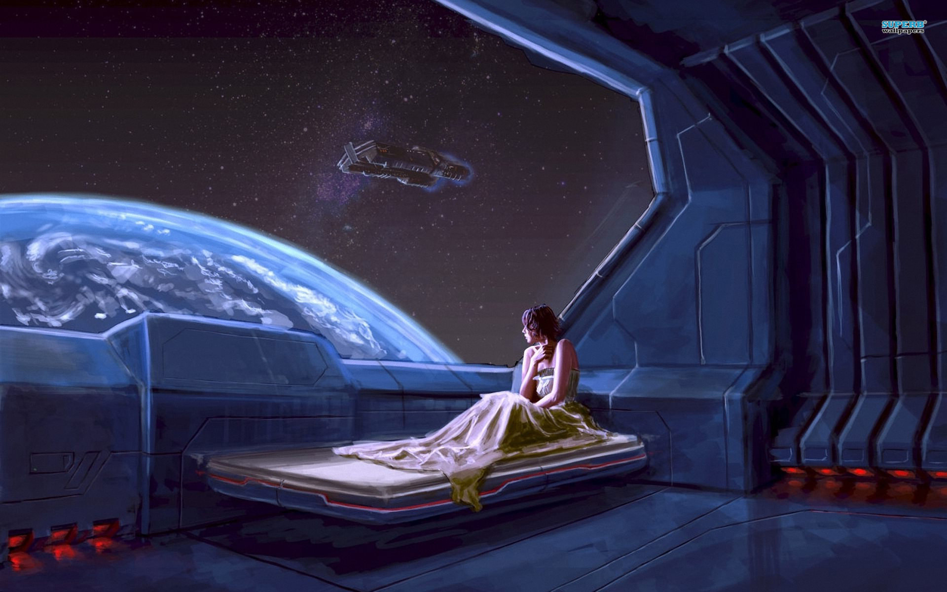 Girl in a spaceship wallpaper – Fantasy wallpapers –