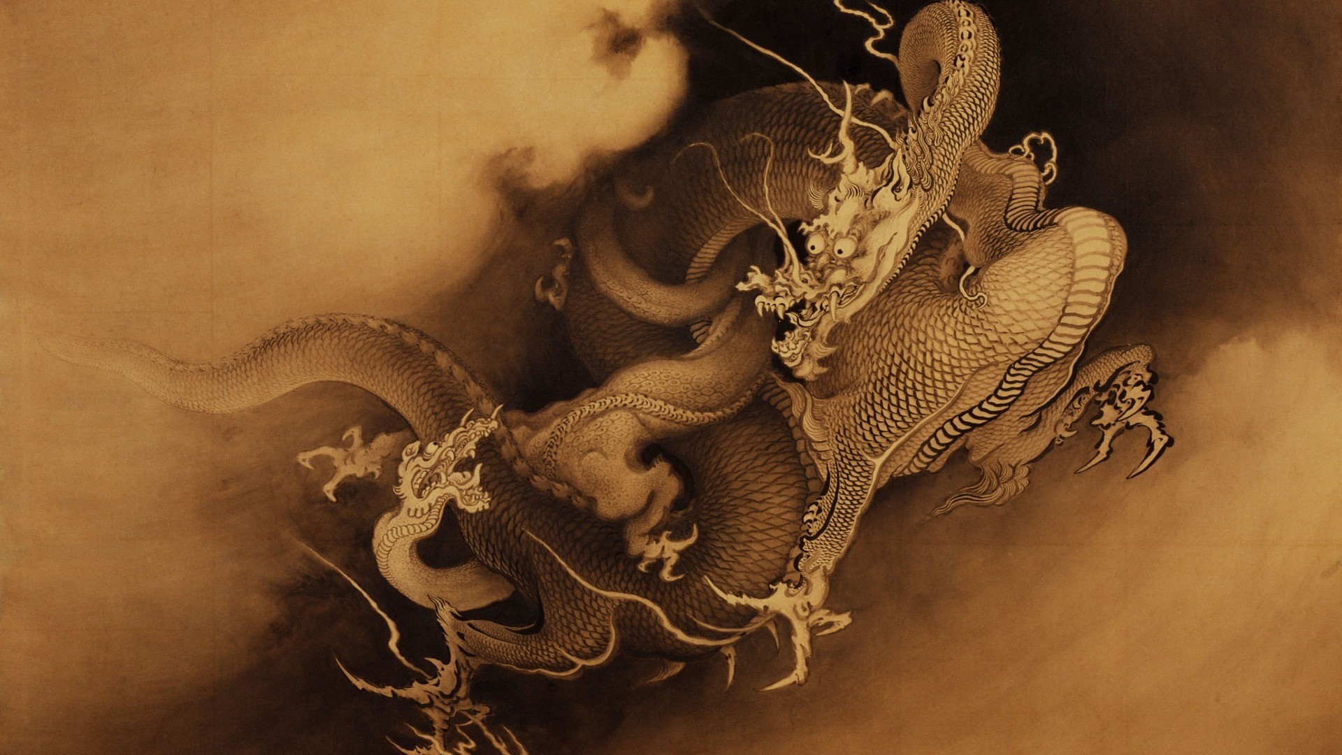 Download Japanese Dragon In Black Outline Wallpaper  Wallpaperscom