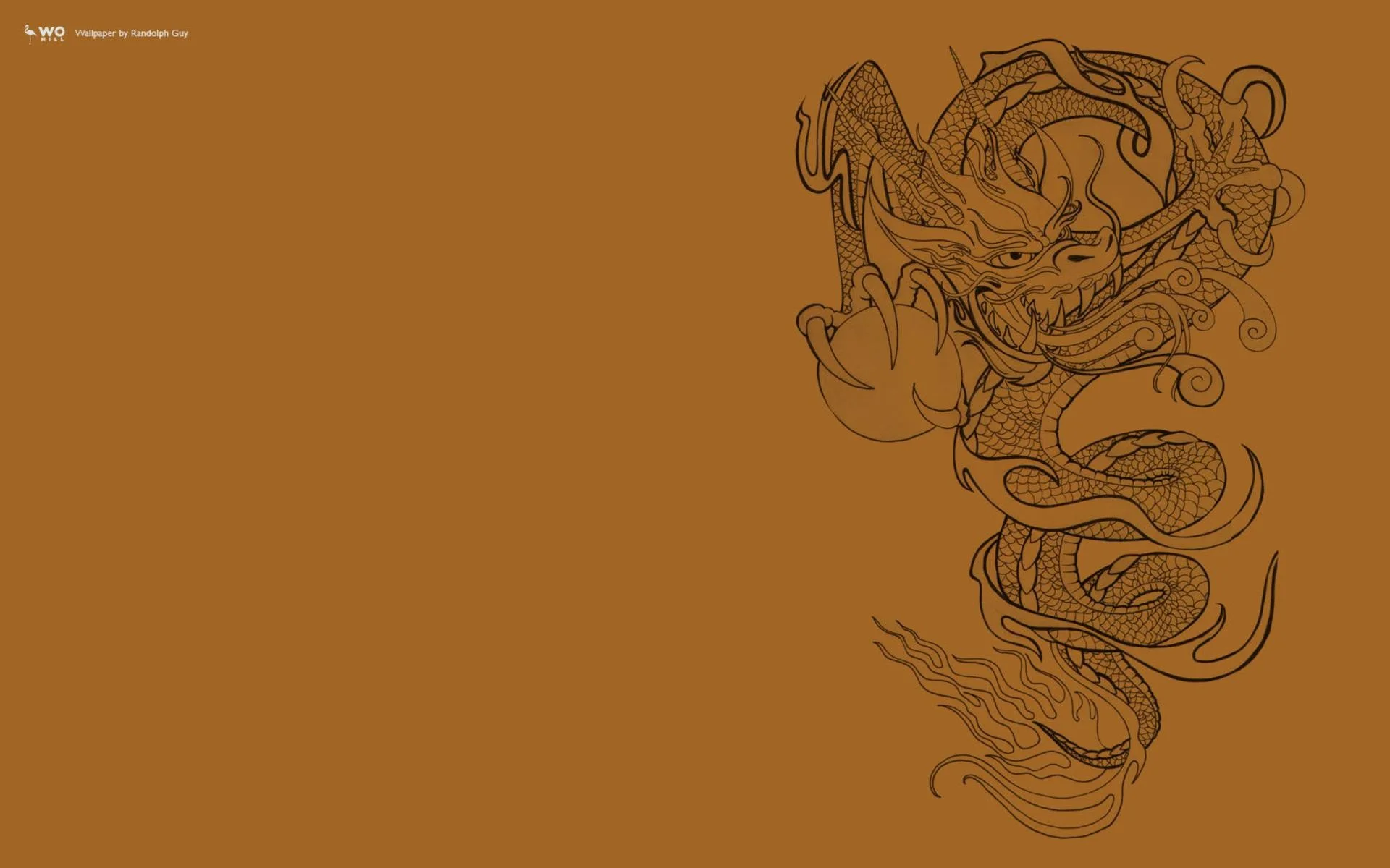 Brown Chinese Dragon Wallpaper