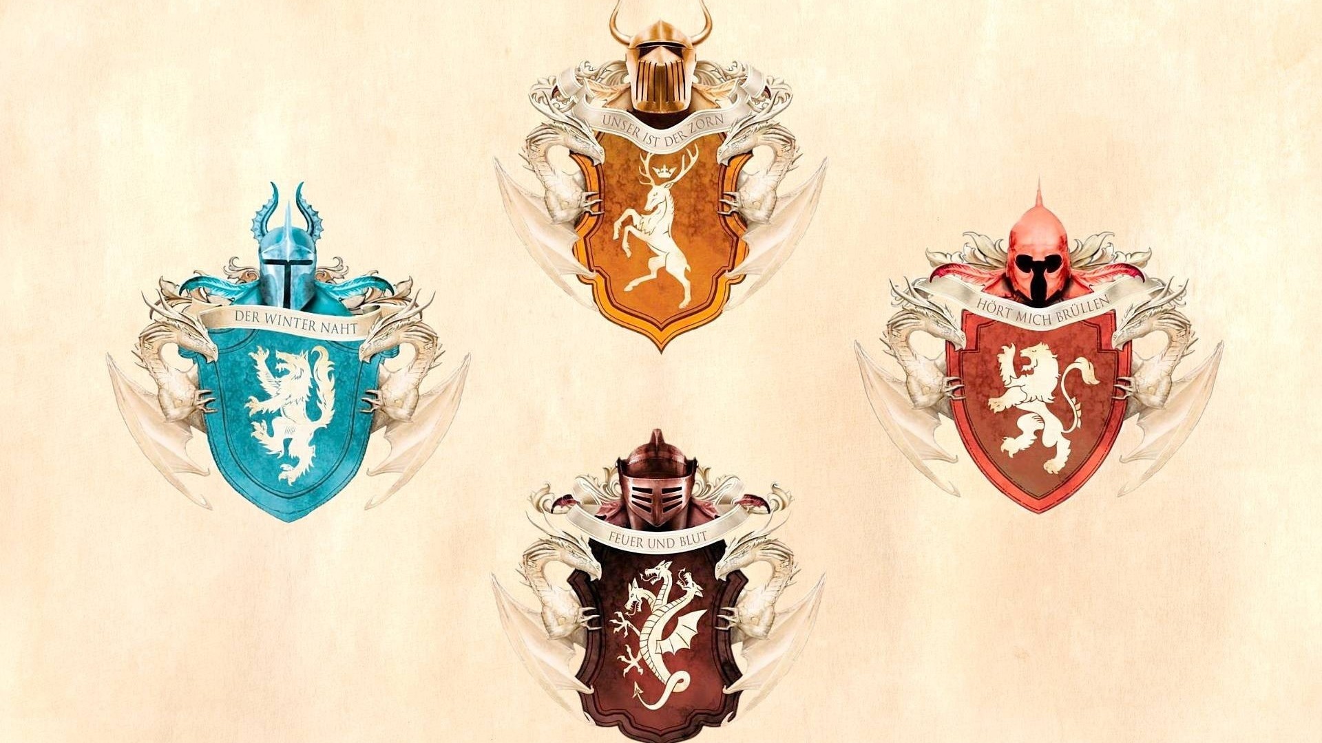 Preview wallpaper game of thrones, emblems, house stark, house targaryen, house baratheon