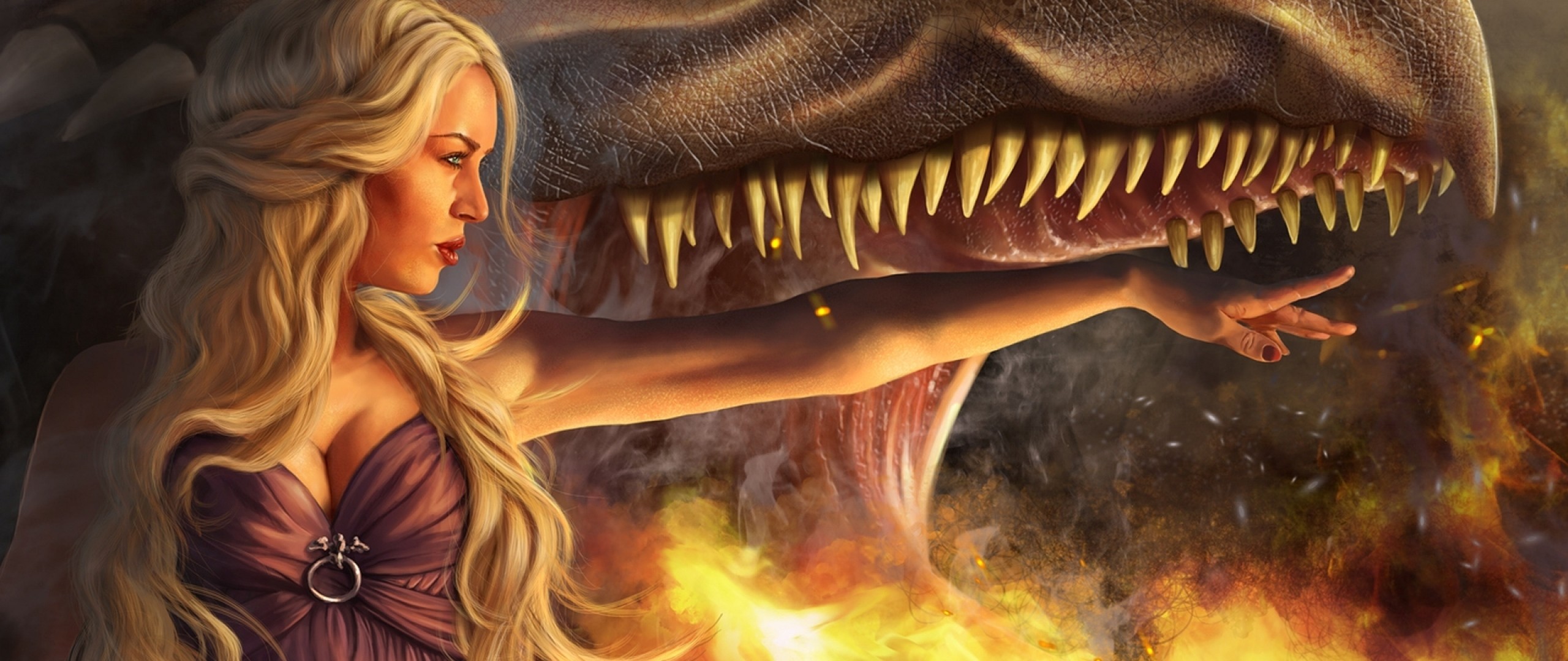 Preview wallpaper game of thrones, daenerys targaryen, girl, blonde, dragon, jaws
