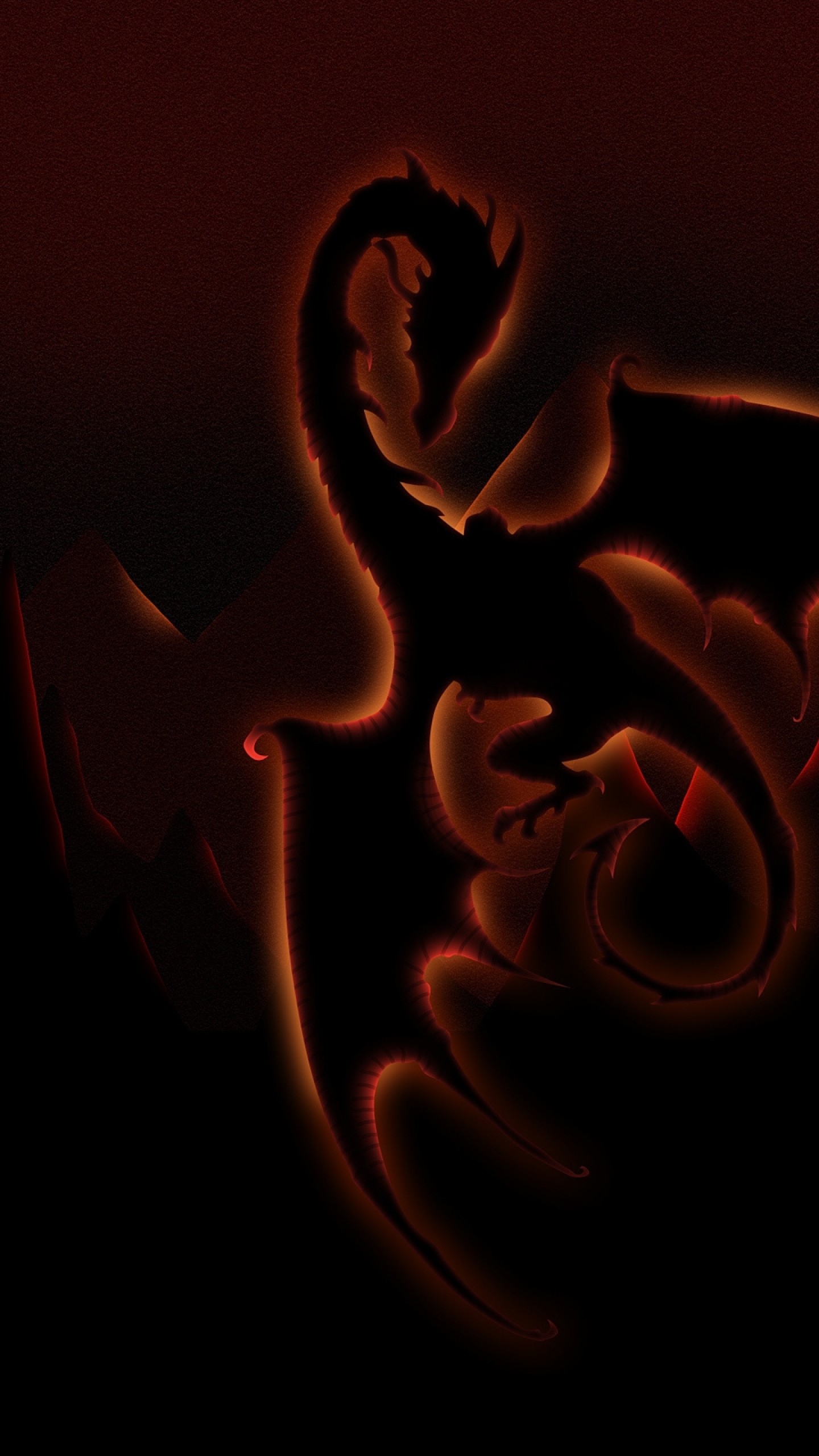 Preview wallpaper glow, dragon, drawing 1440×2560