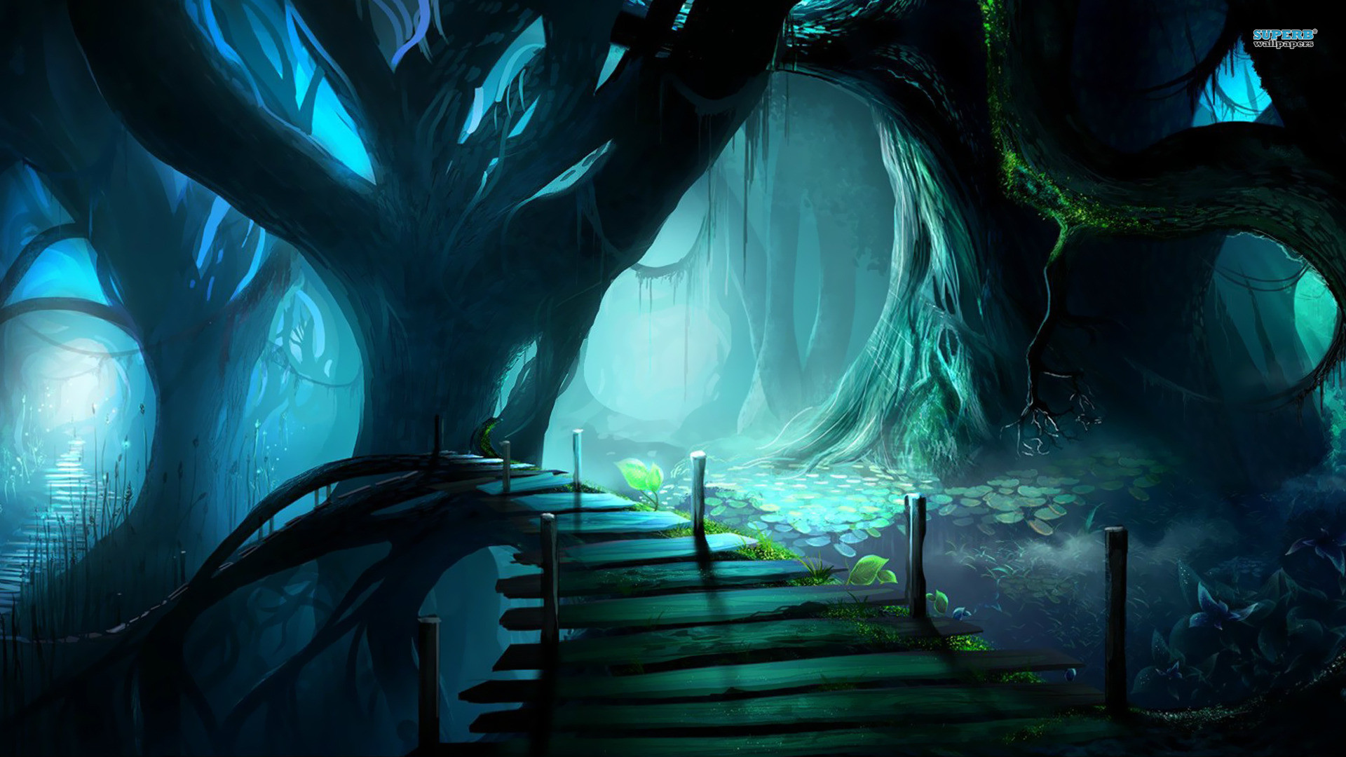 Druid forest / Path in a scary forest wallpaper