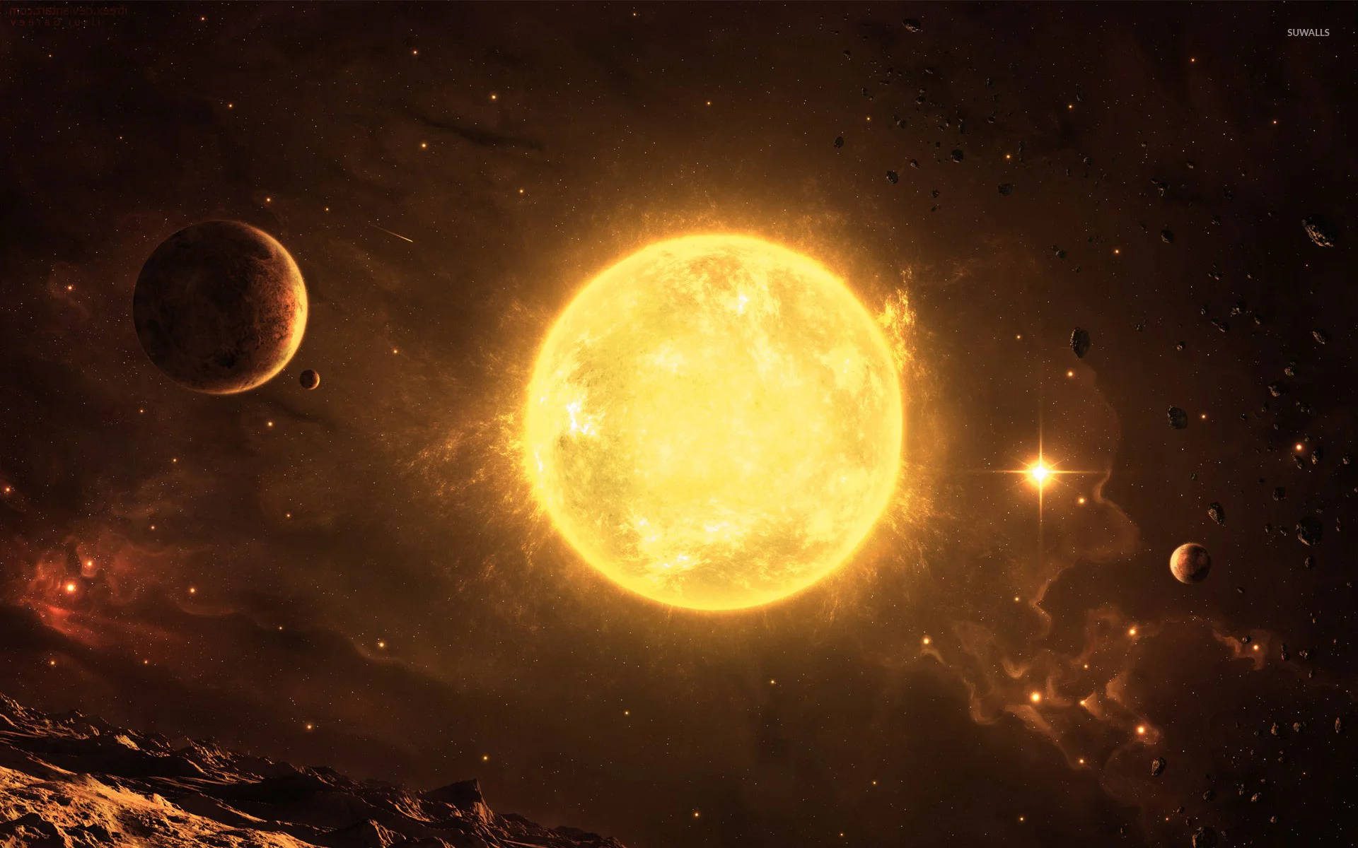 Planets around the sun wallpaper