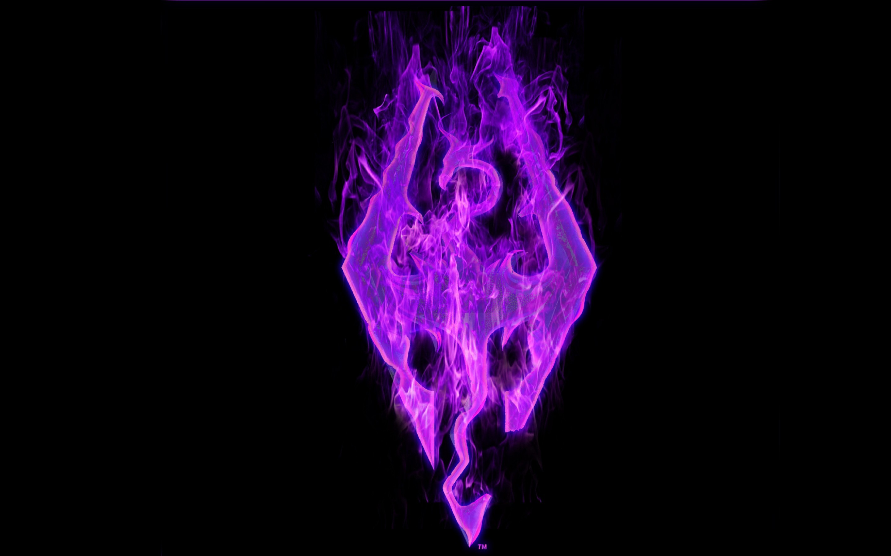Skyrim wallpaper purple fire logo 2880×1800