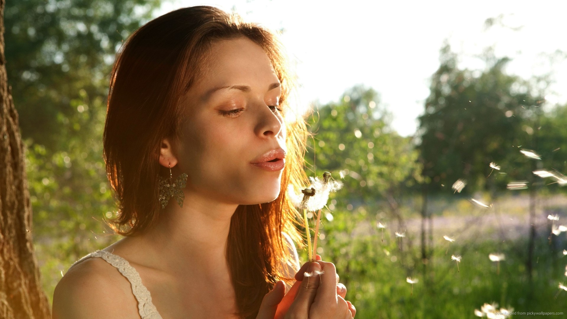 Girl Blowing Dandelion picture