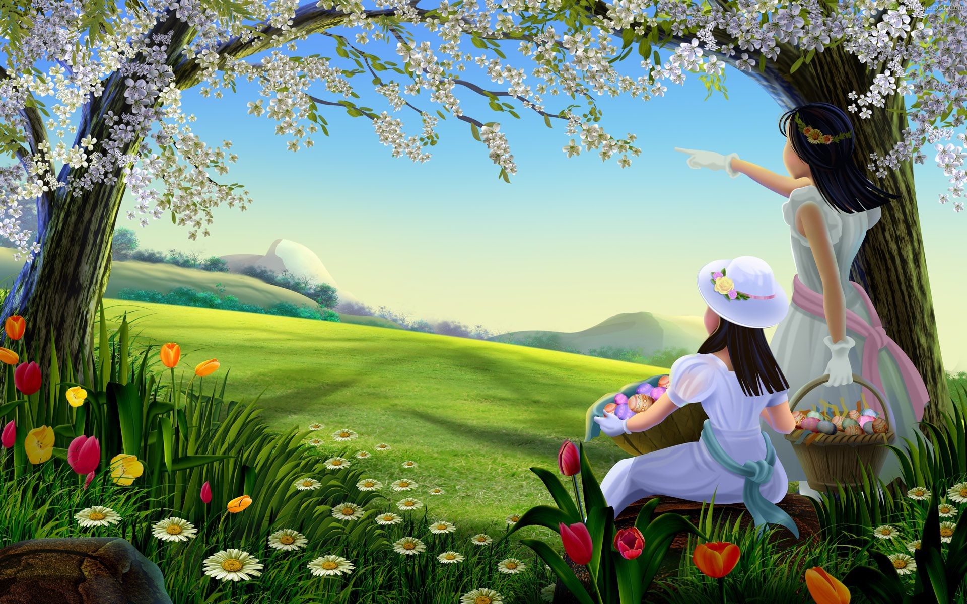 Best easter lady spring desktop wallpapers background collection