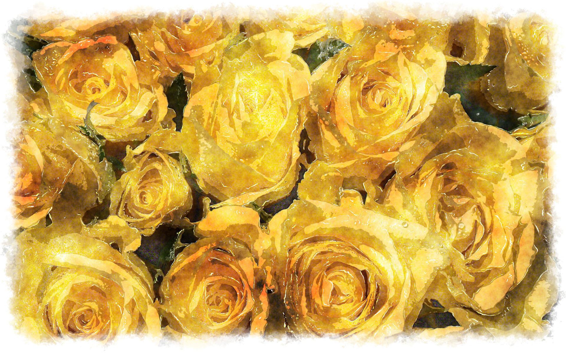yellow roses bouquet watercolor