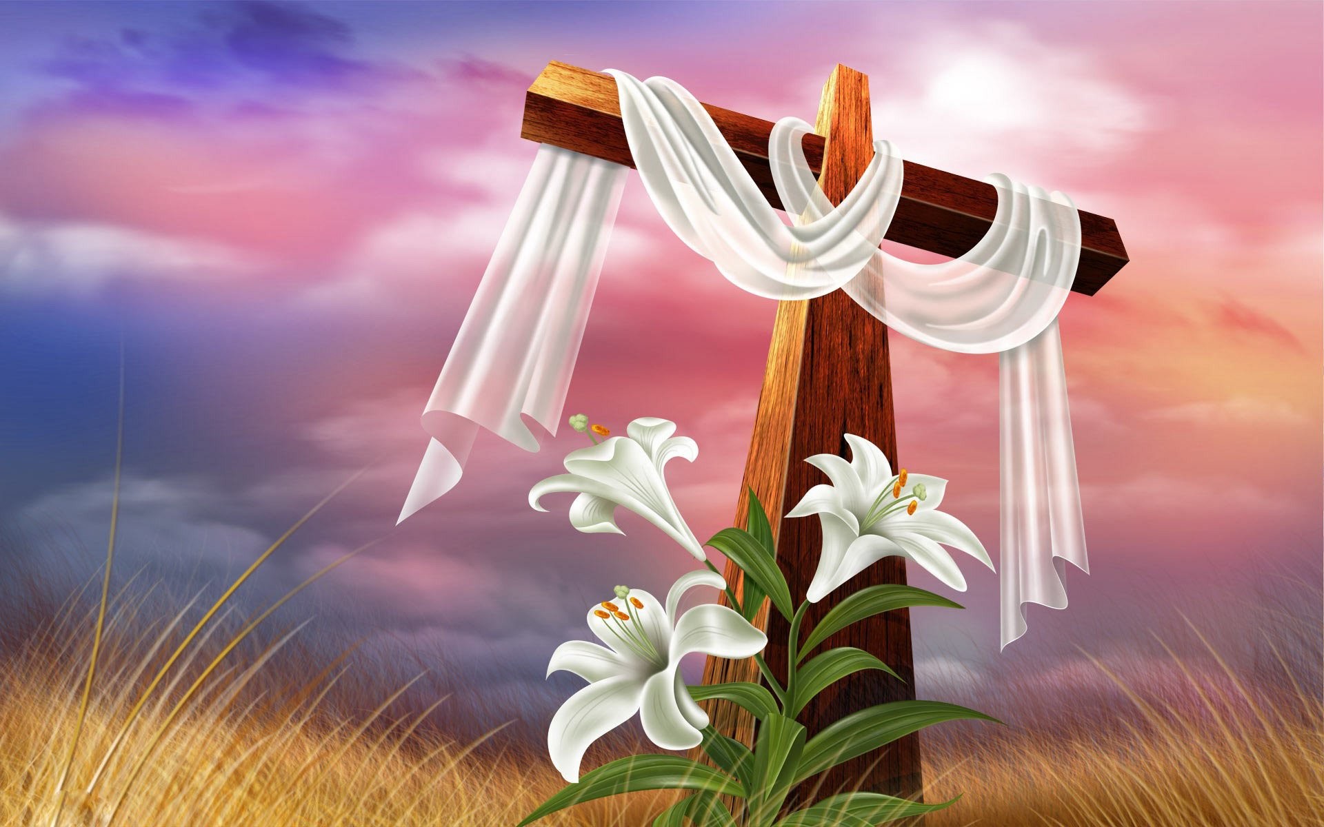 Cross And Lilies 215372