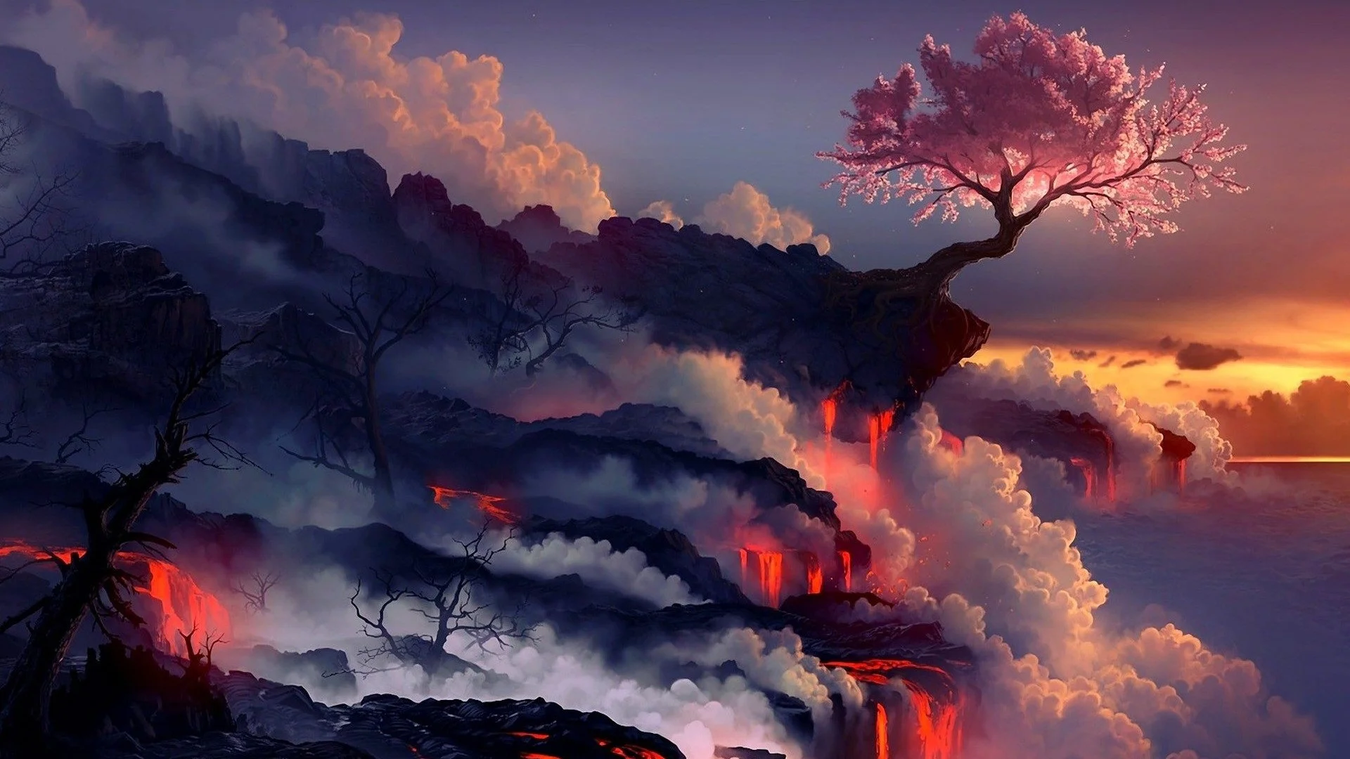 Sakura tree lava fantasy wallpaper 1920×1080 1920 Cherry TreeCherry Blossom