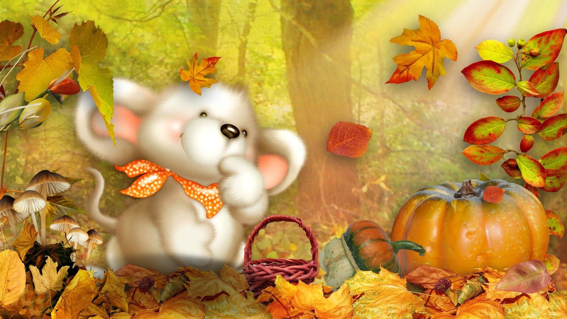 Fluffy Dog In An Autumn Scene Wallpaper – WallDevil