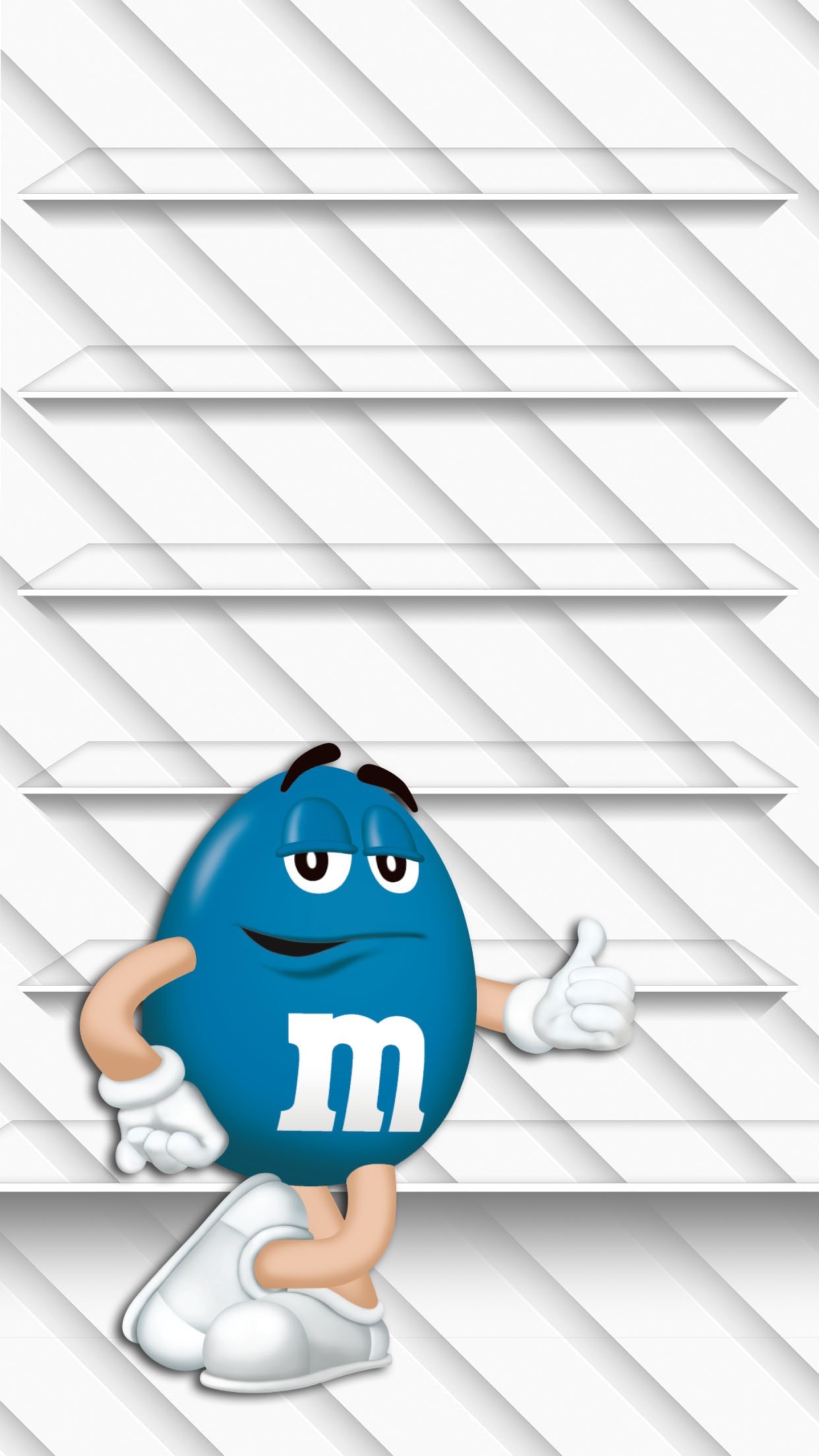 Shelves M&M's Blue White Character TV Ads