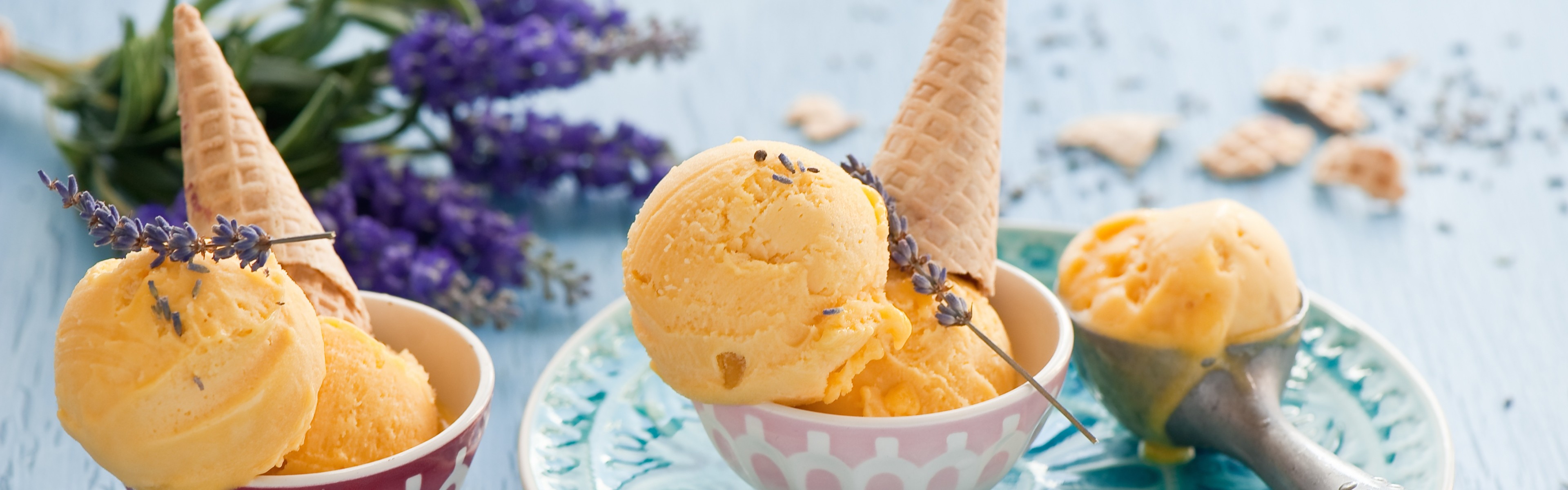 Wallpaper ice cream, cone, lavender, dessert