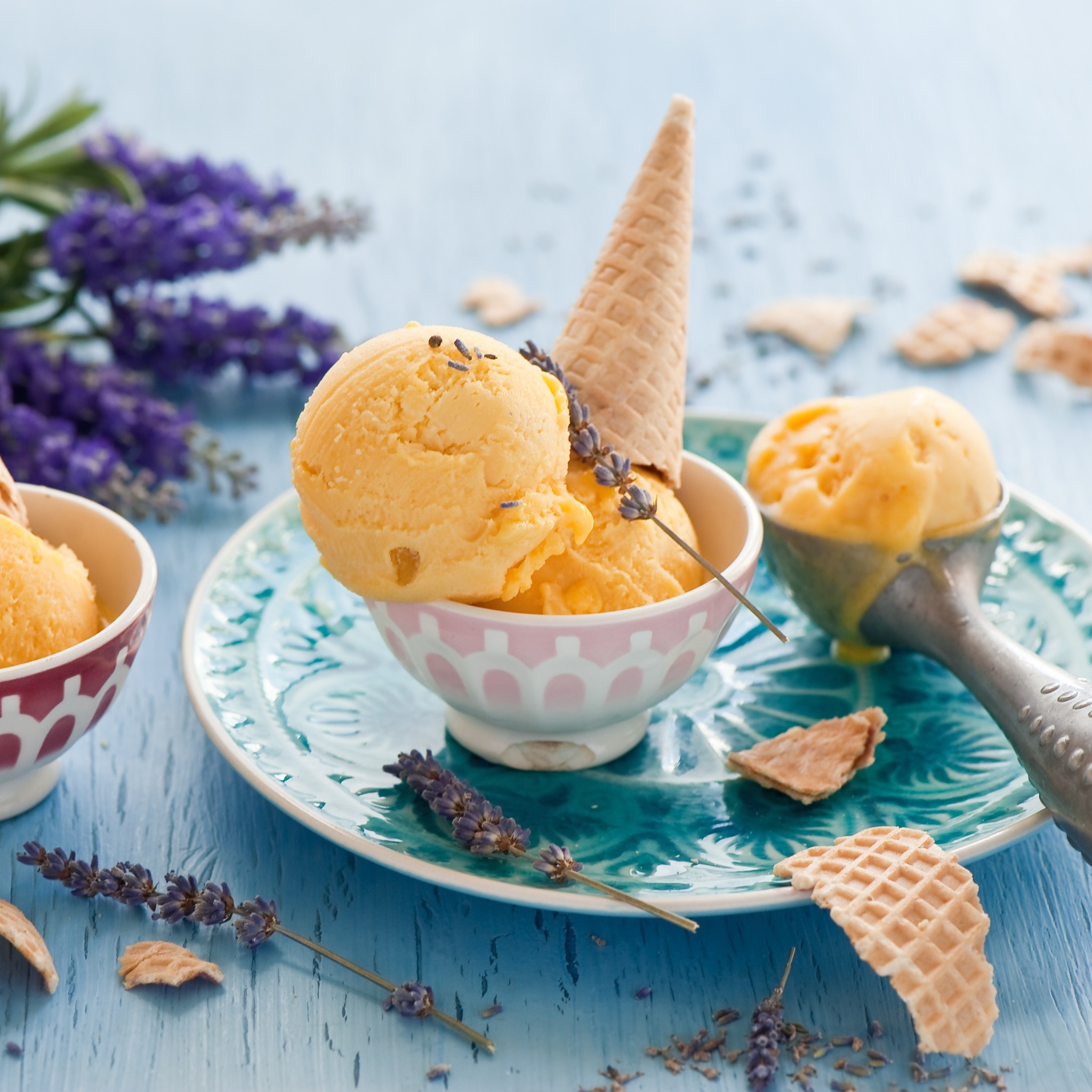 Wallpaper ice cream, cone, lavender, dessert