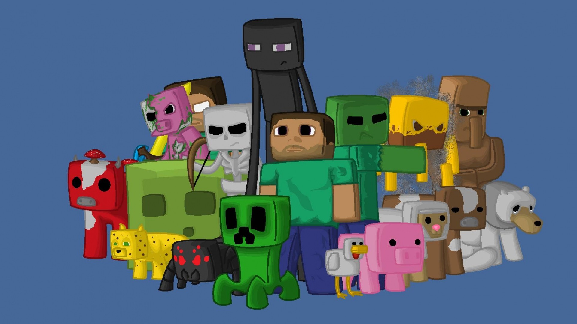 Preview wallpaper minecraft, characters, game, pixels, java 1920×1080